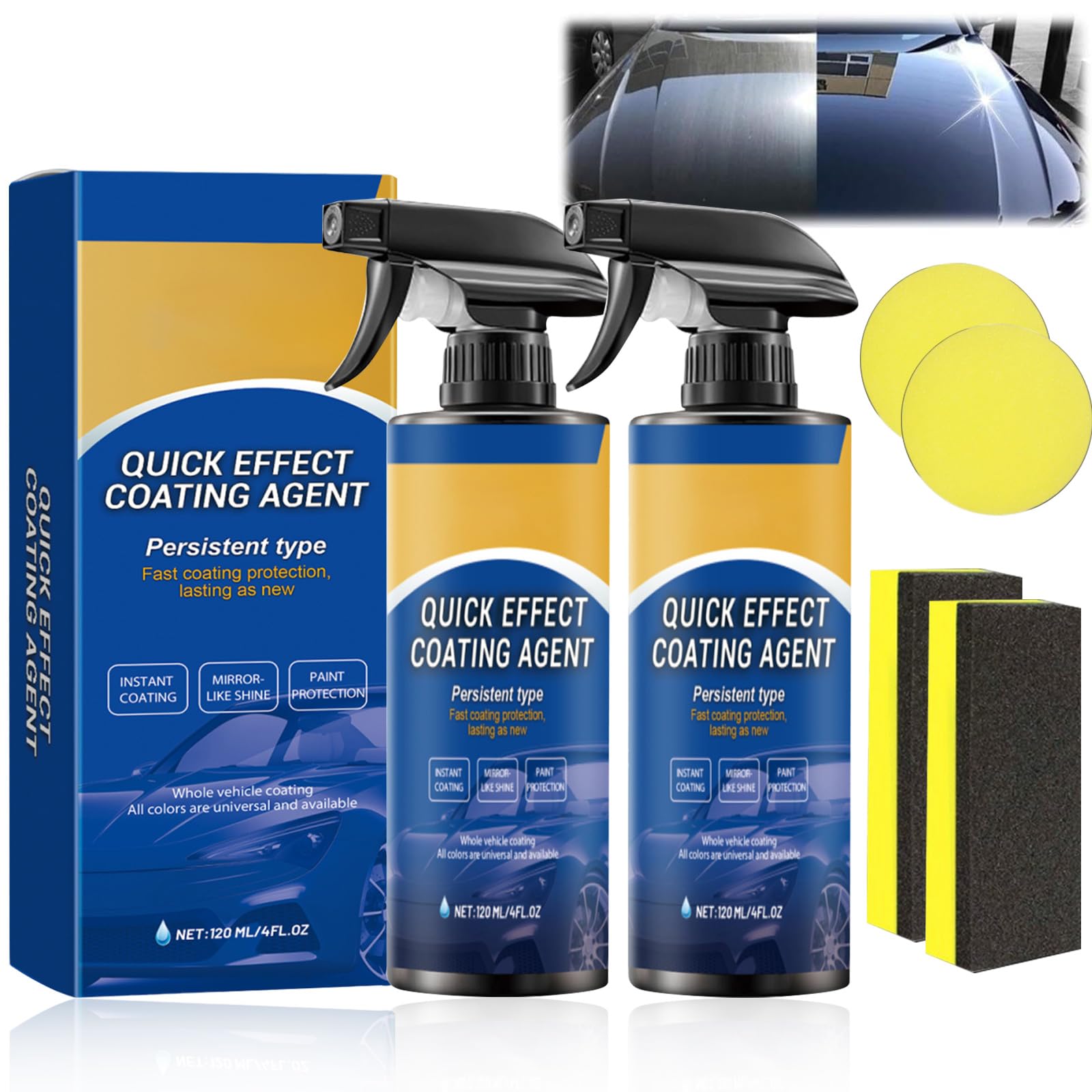 Generic Quick Effect Coating bottle pour demonstrates simple car protection in minutes
