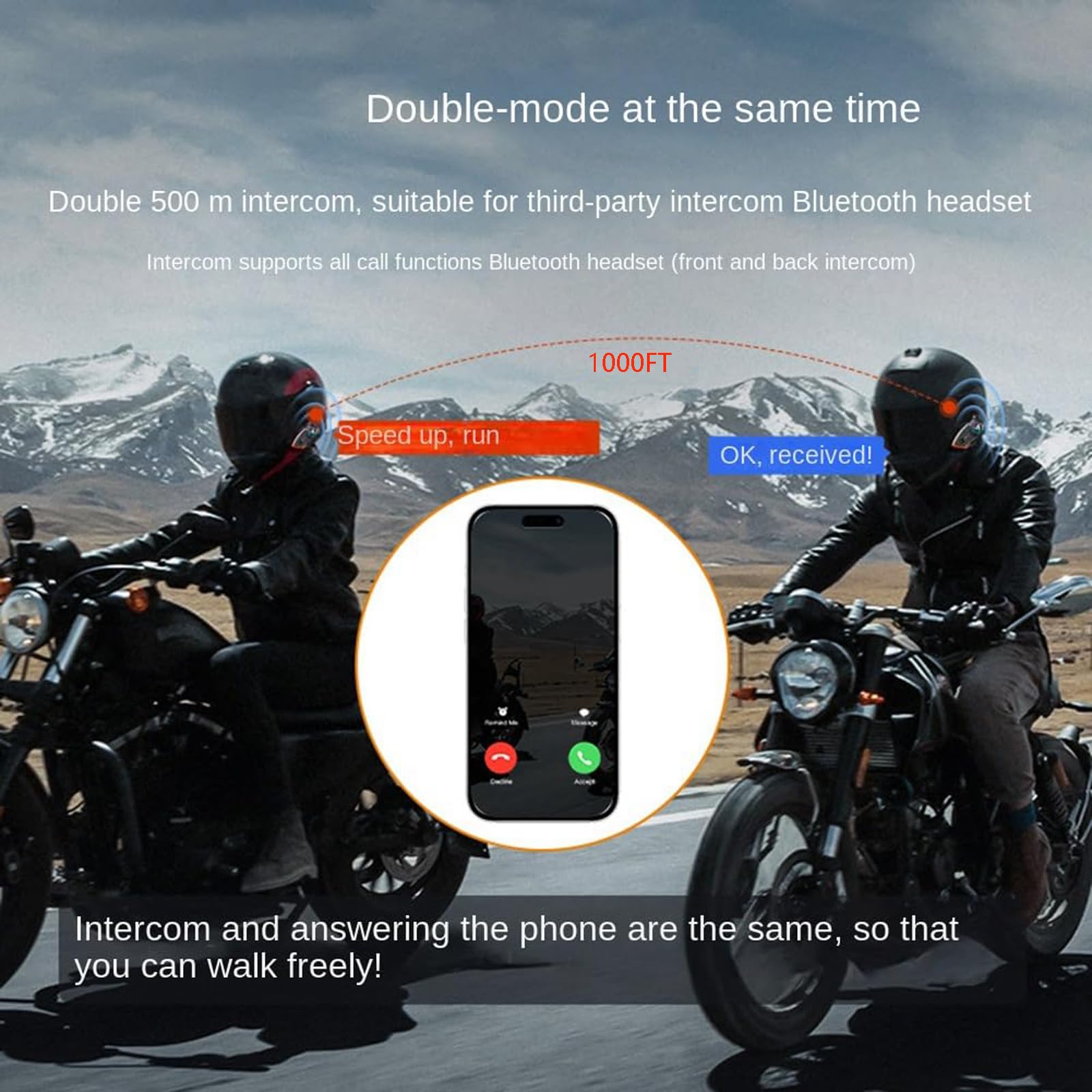Generic rider-passenger chat setup demonstrating two-way communication on the road.