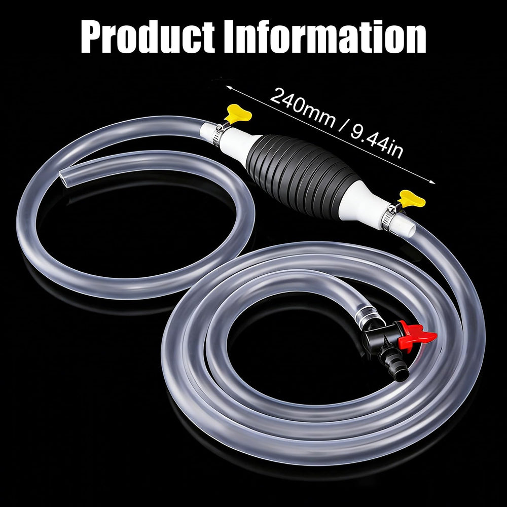 Generic 3.2ft siphon tube length enables flexible tank-to-drum transfers.