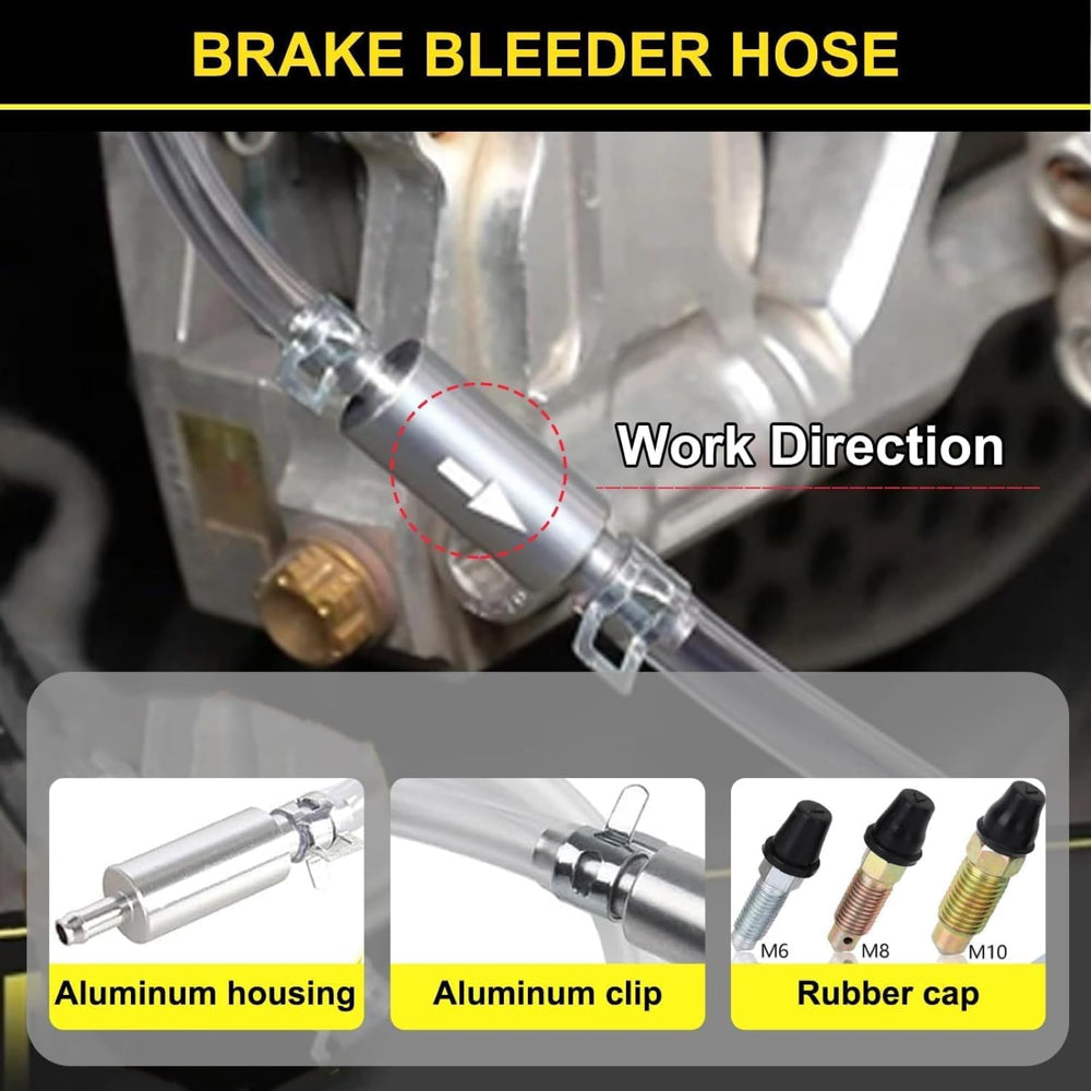Generic soft tube with clips enables quick, leak-free connections.