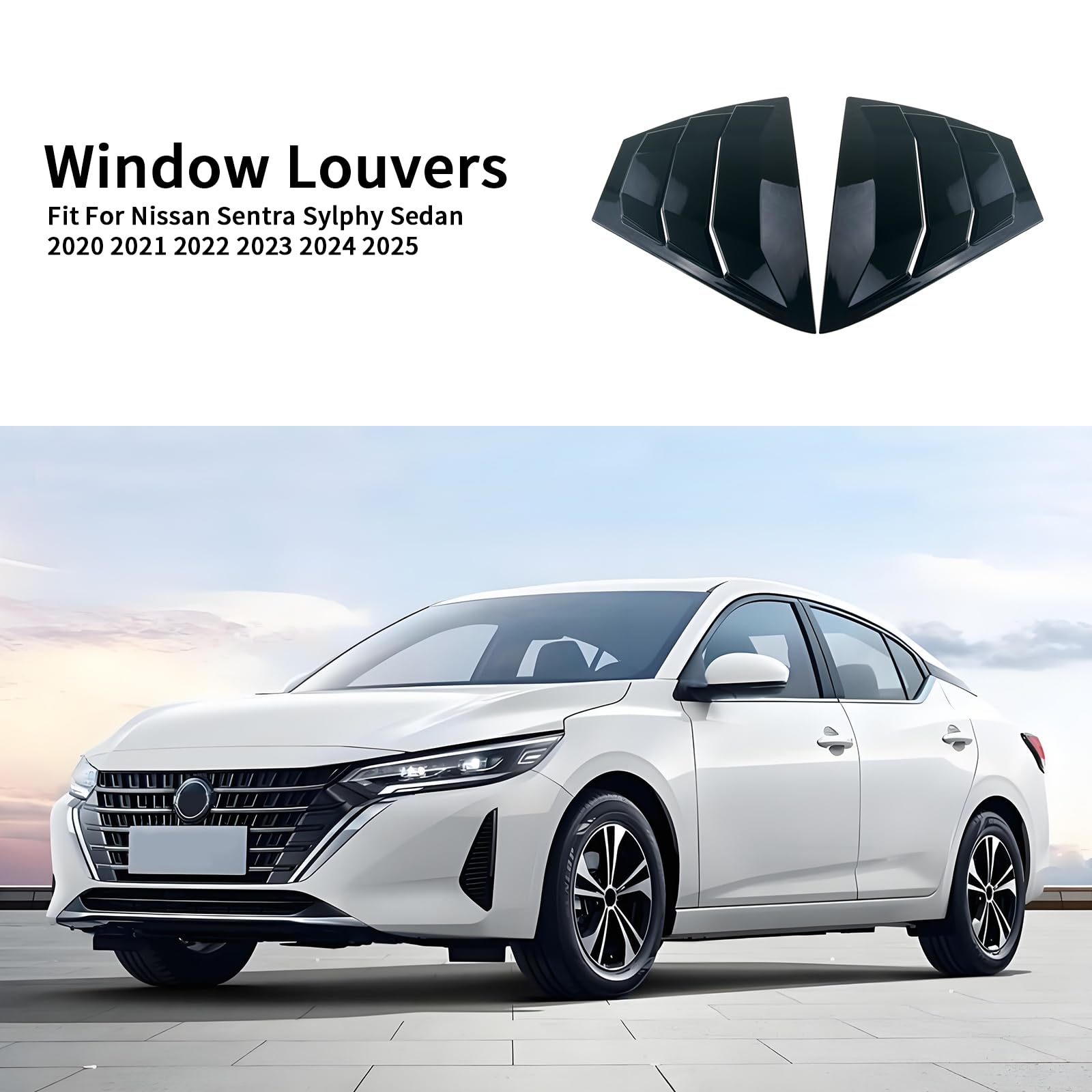 Generic sport-style triangular blinds for Nissan Sentra Sylphy exterior upgrade.