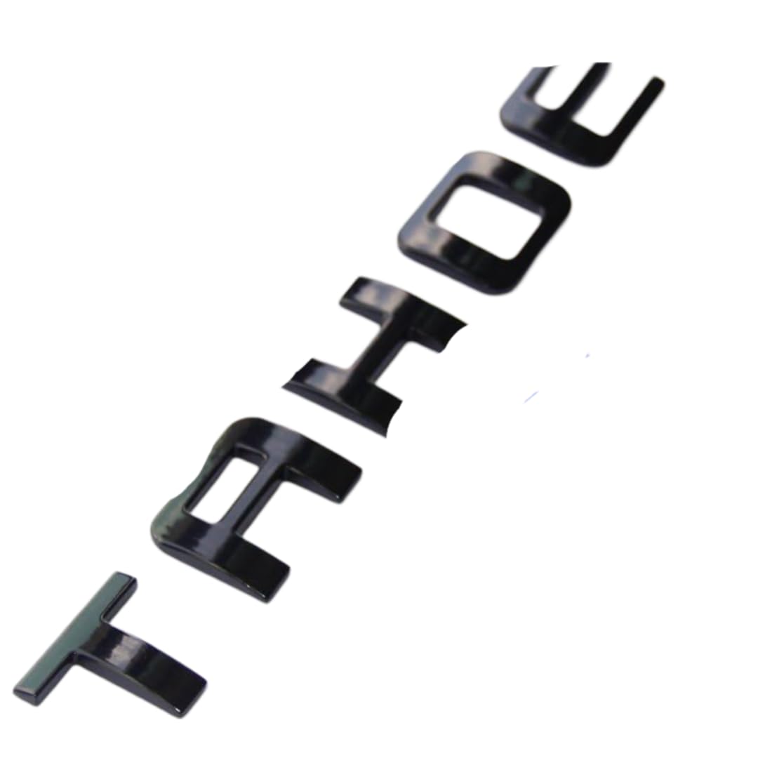 Generic Tahoe emblems side view showing compact size for a seamless fit.