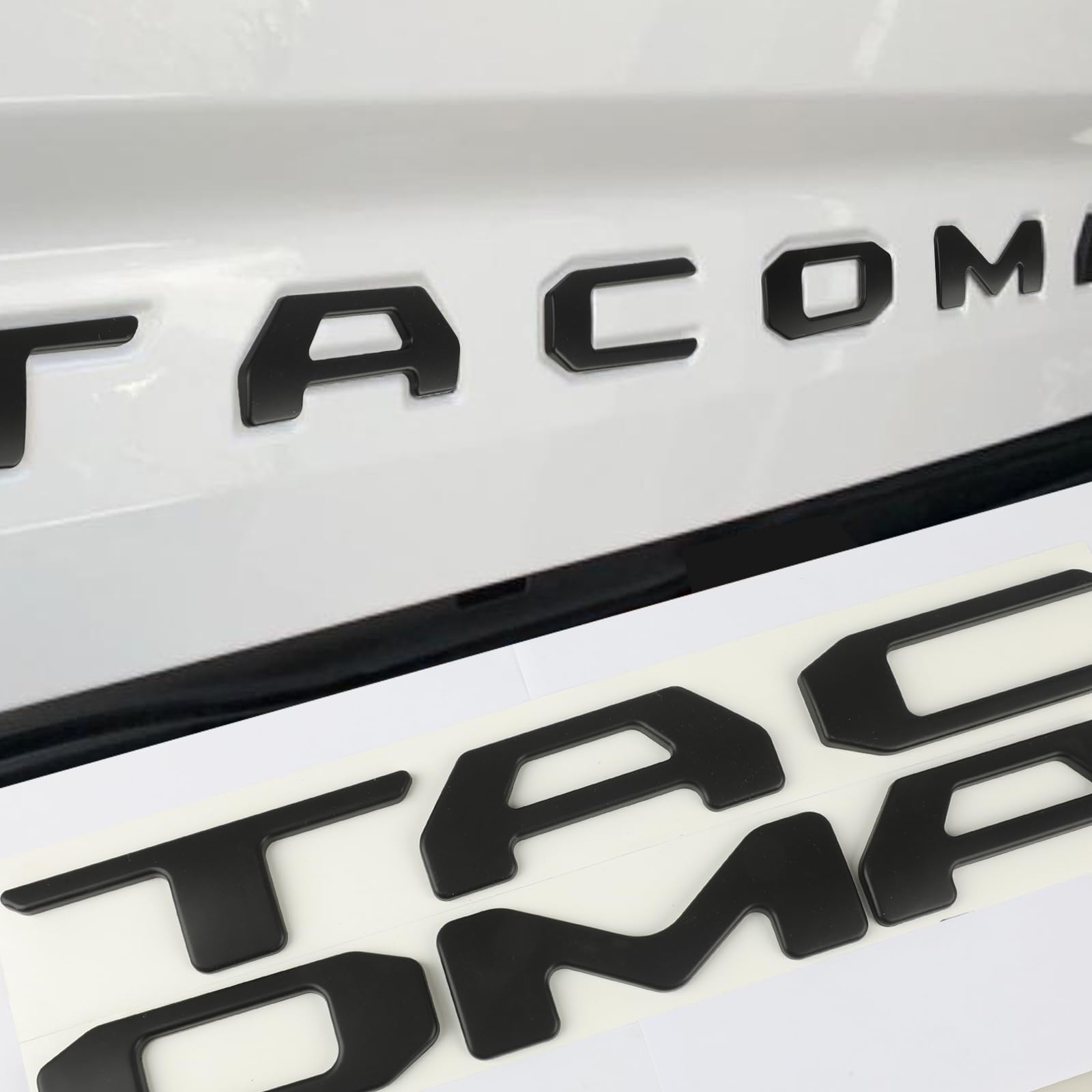 Generic Tailgate Insert Letters in matte black for Tacoma 2024–2026 enhance the truck’s appearance.