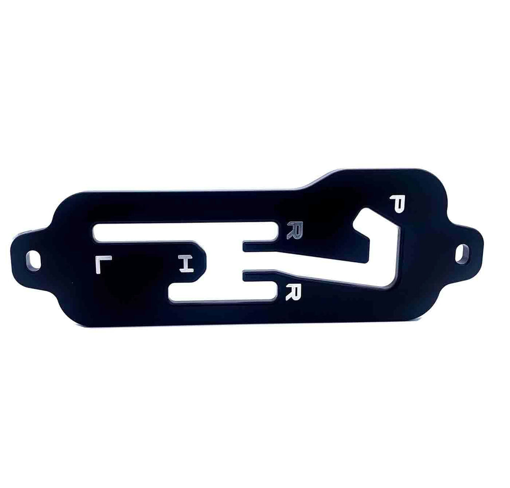 Generic Talon Shift Gate Plate black anodized finish emphasizes rugged durability.