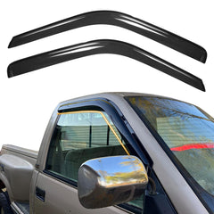 Generic tape-on window visor deflectors front view improve airflow and rain protection