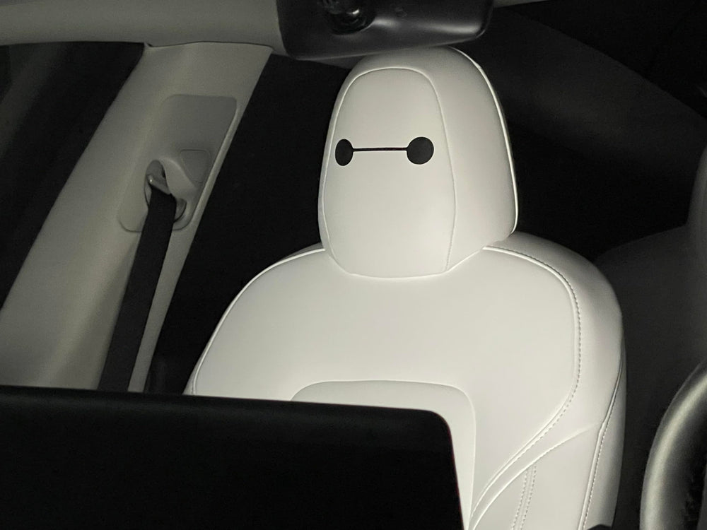 Generic Tesla seat decals compatible with most VR headsets for immersive setups.