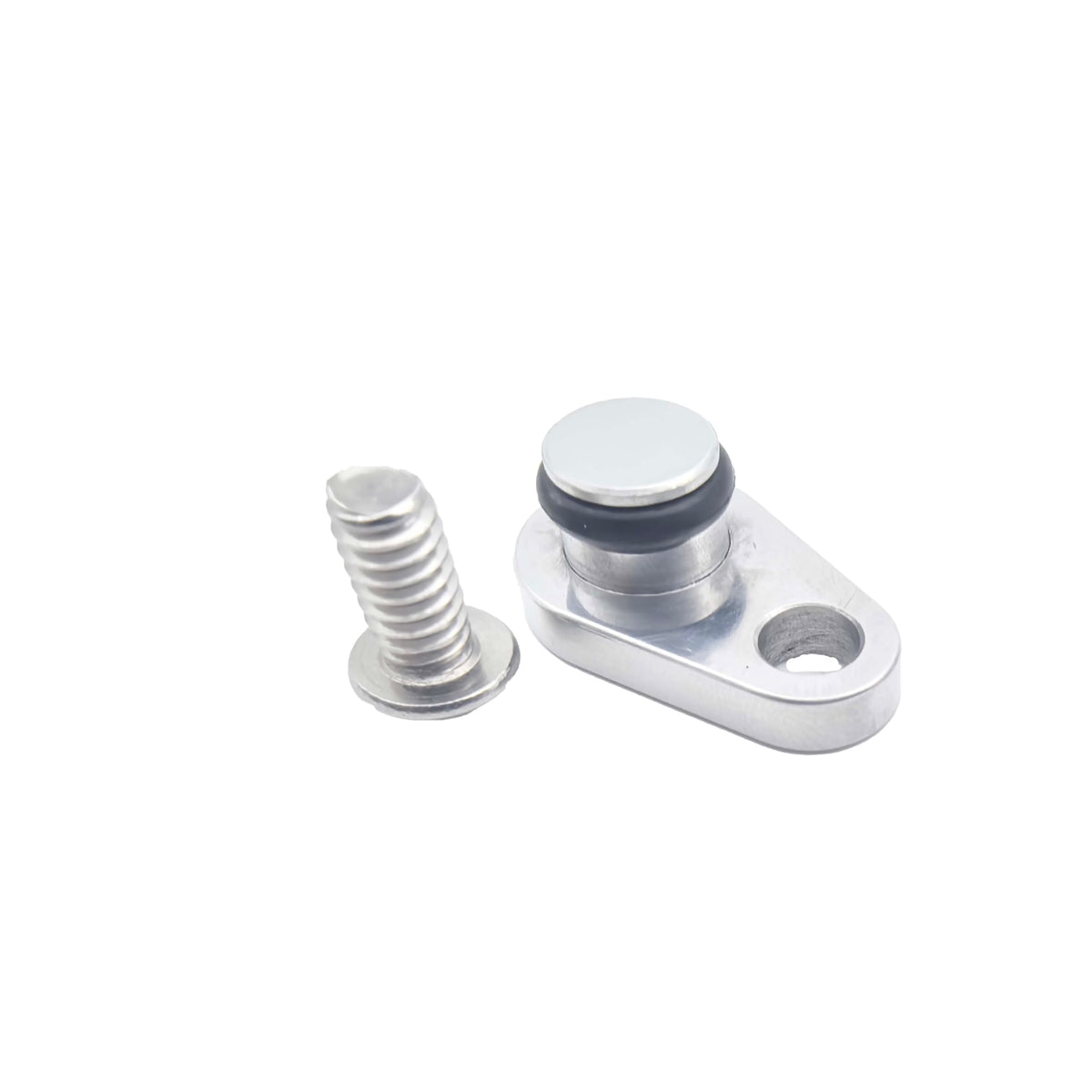 Generic TH350 kickdown plug side view; durable aluminum for clean, sealed engine bay.