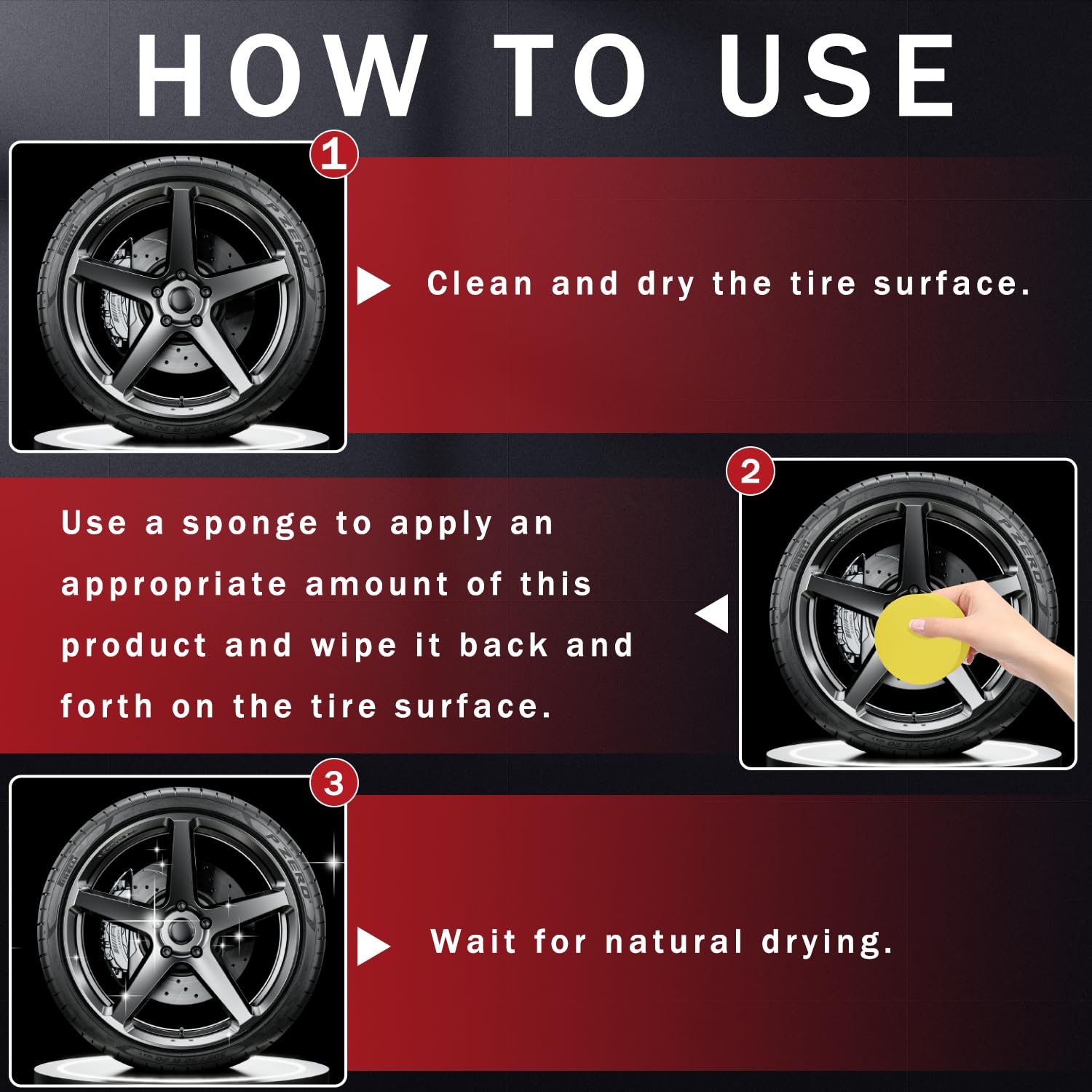Generic tire care paste suits motorcycles, cars, SUVs, and RVs for a sleek finish.