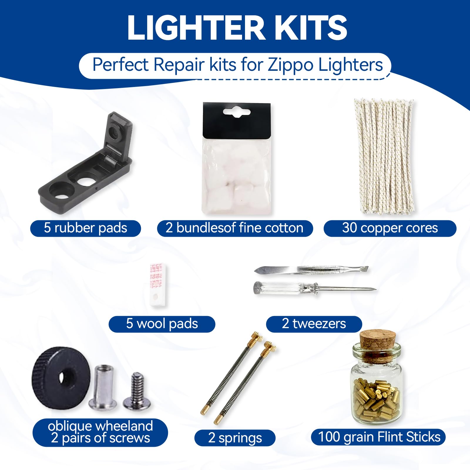 Generic Universal Lighter Repair Kit flint stones providing reliable sparks
