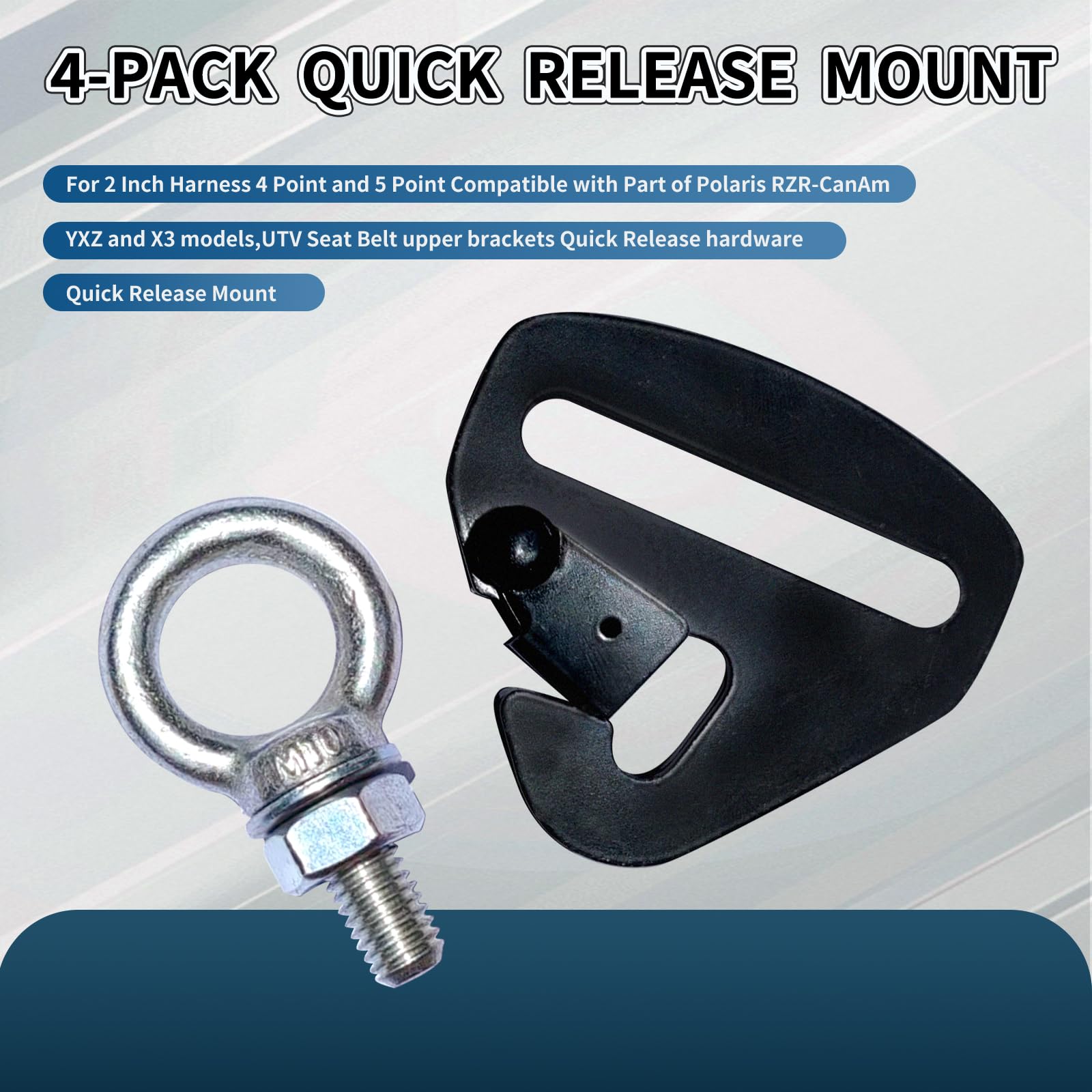 Generic quick-release upper bracket mount installed on UTV for fast seat changes