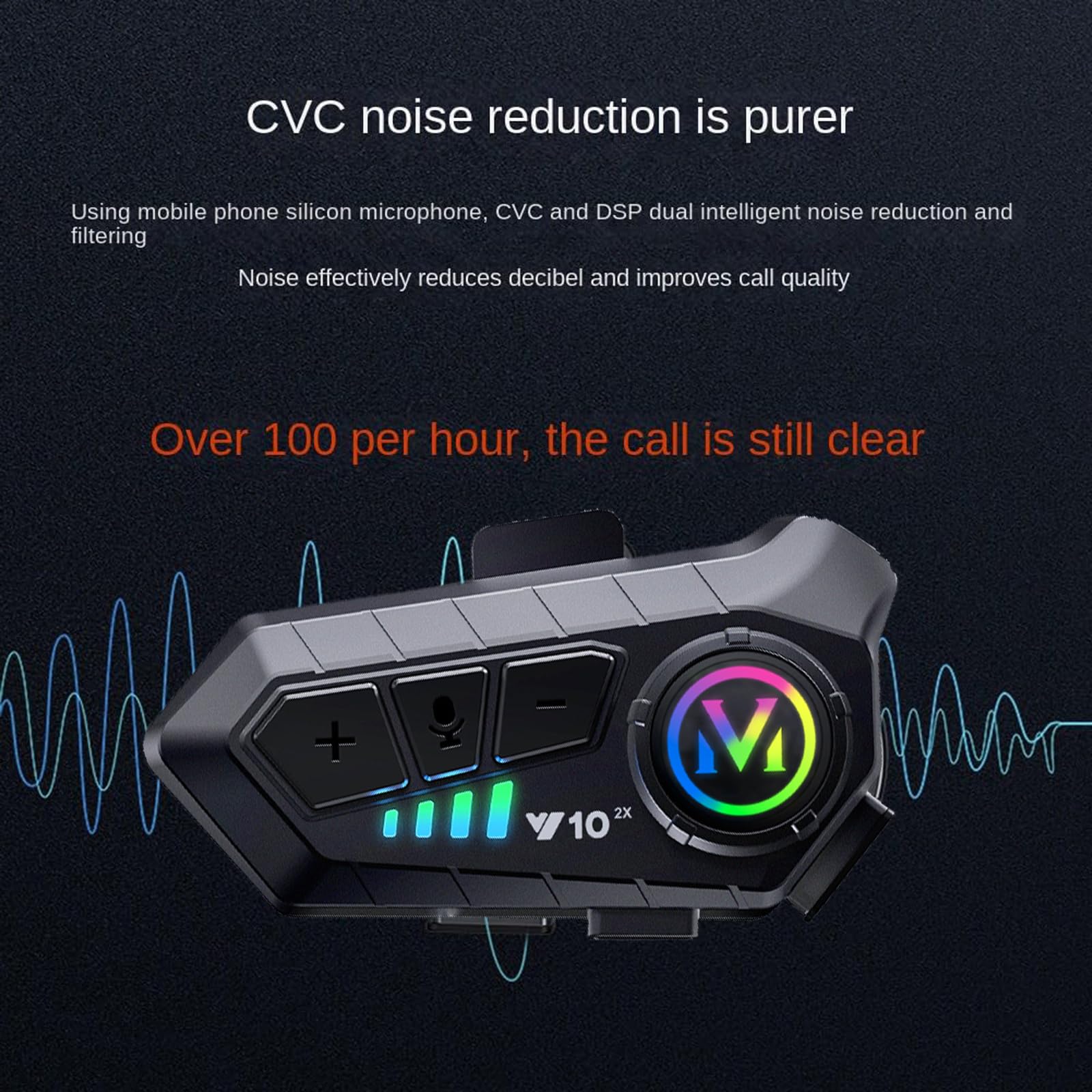 Generic intercom with USB-C charging for fast top-ups between rides.