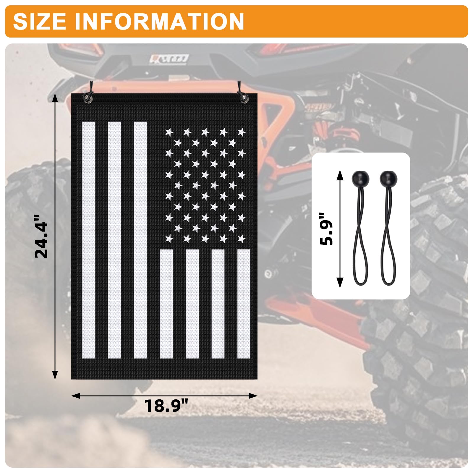 Generic UTV heavy-duty bungees secure the bag at speed.