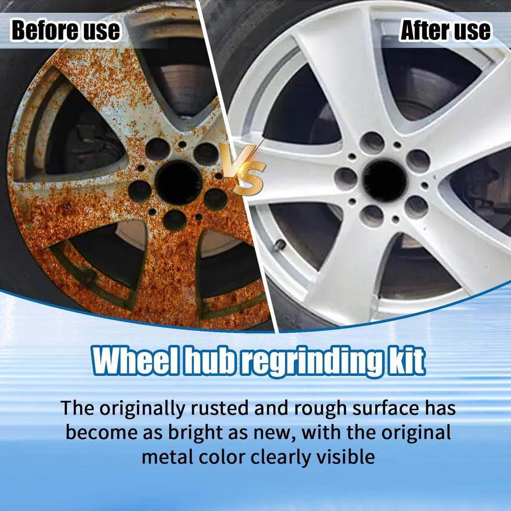 Generic Wheel Hub Cleaning Tool connected to a drill in use