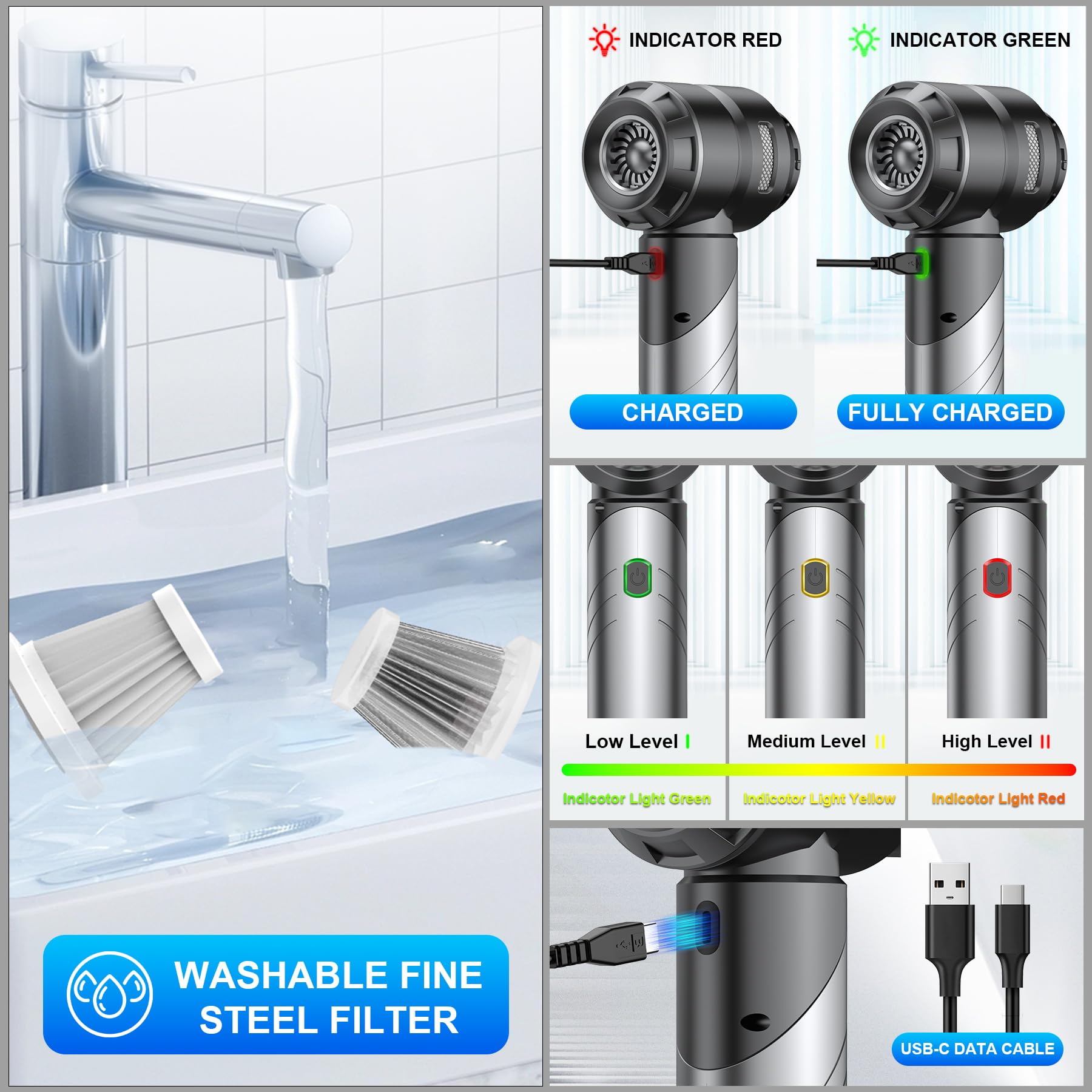 GenTant HEPA and stainless steel filters capture fine dust efficiently.