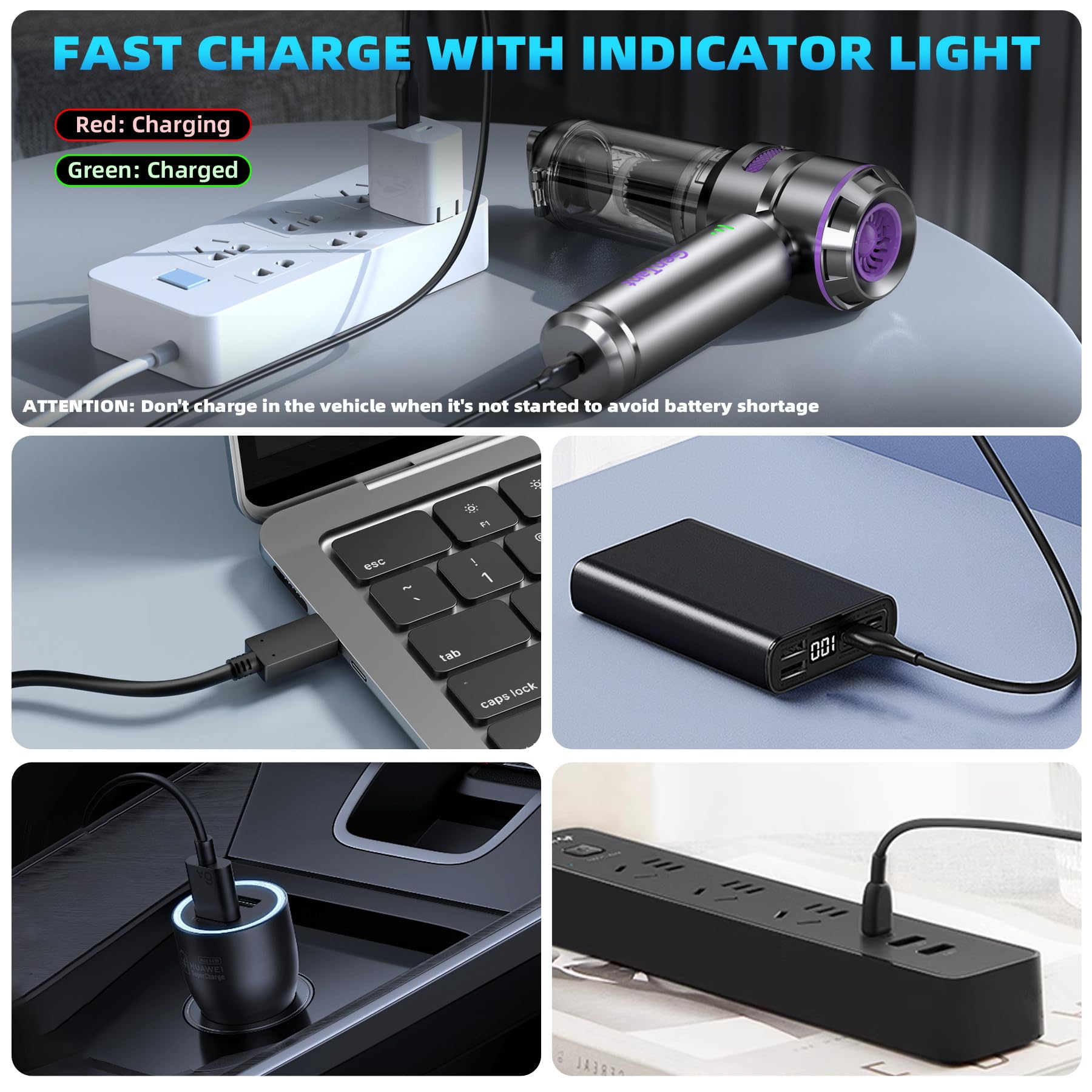 GenTant Mini Vacuum Type-C charging setup for fast, easy power