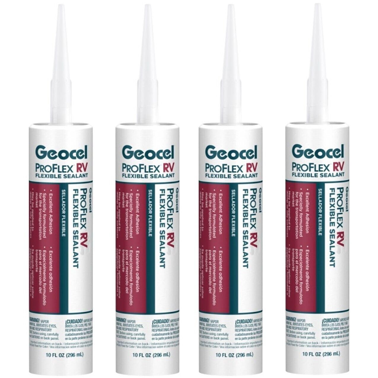 Geocel ProFlex RV sealant clear 10 oz for watertight seams on roofs and windows.