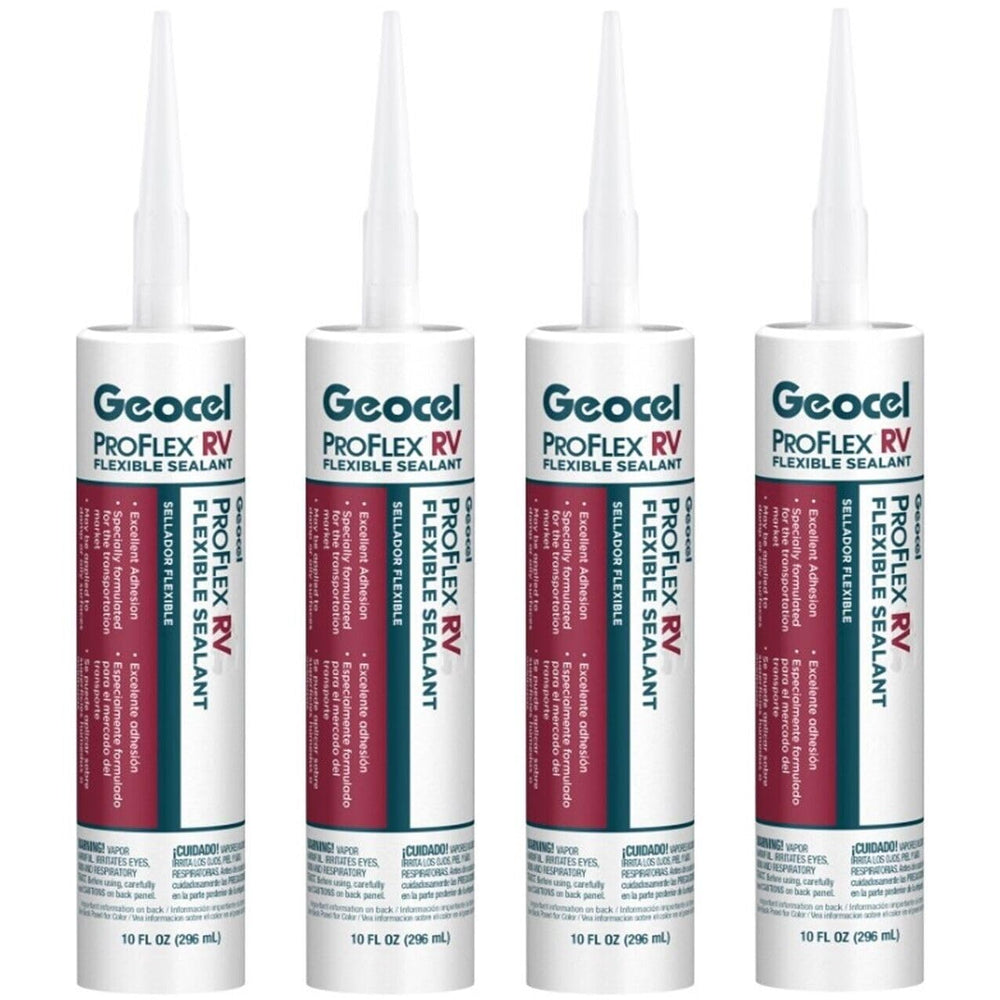 Geocel ProFlex RV sealant clear 10 oz for watertight seams on roofs and windows.
