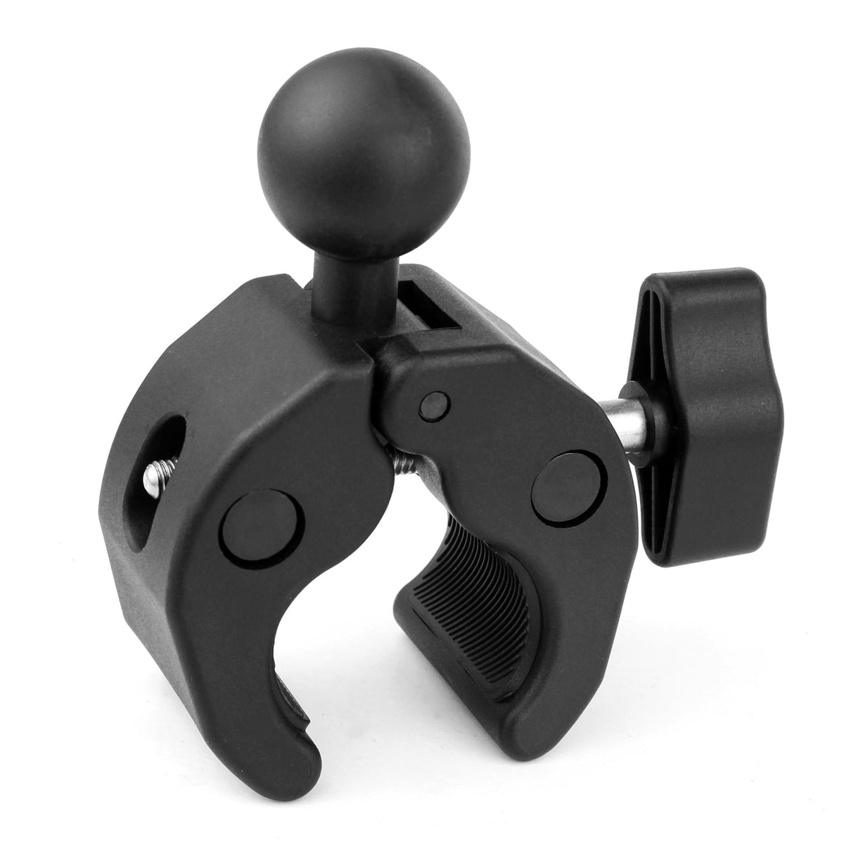 GEPULY 1inch ball clamp mount body secured on rails for stability.