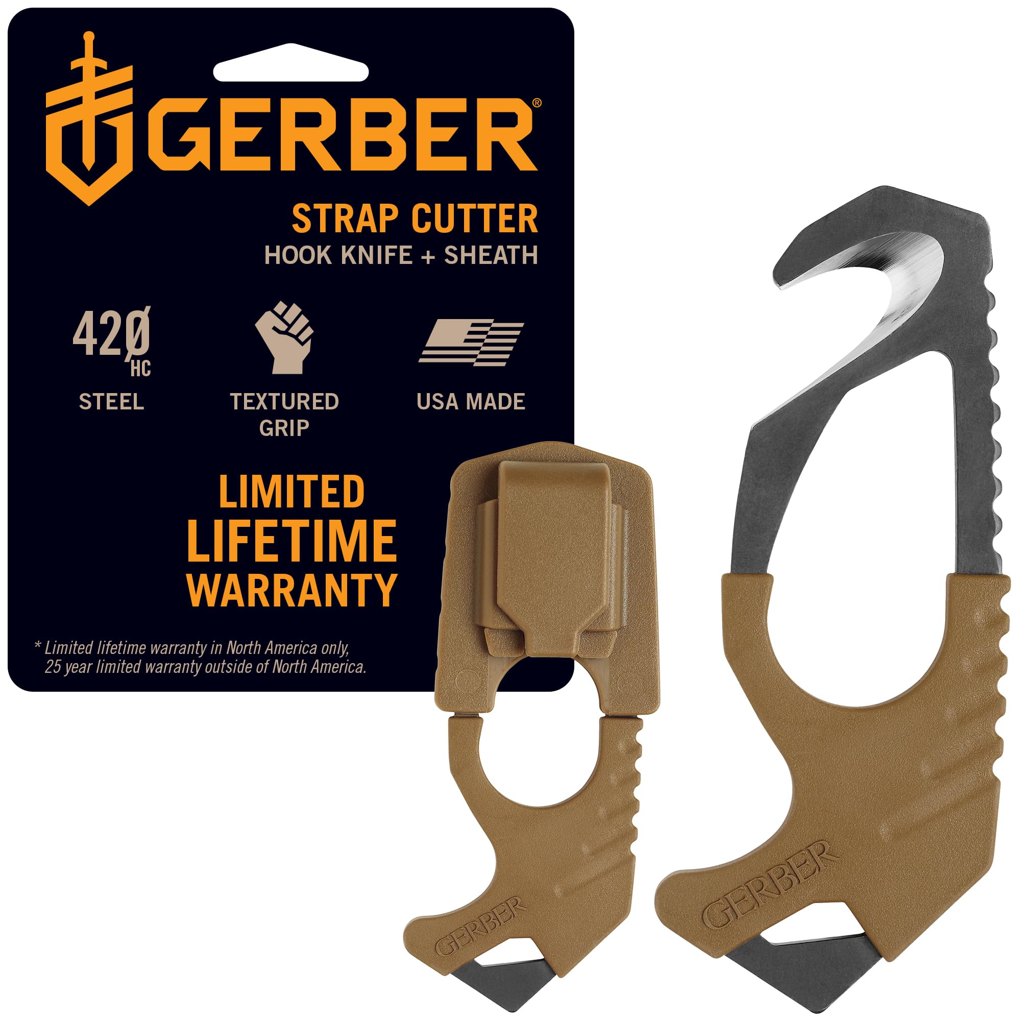 Gerber seatbelt cutter blunt edge in action for safe cutting during emergencies.