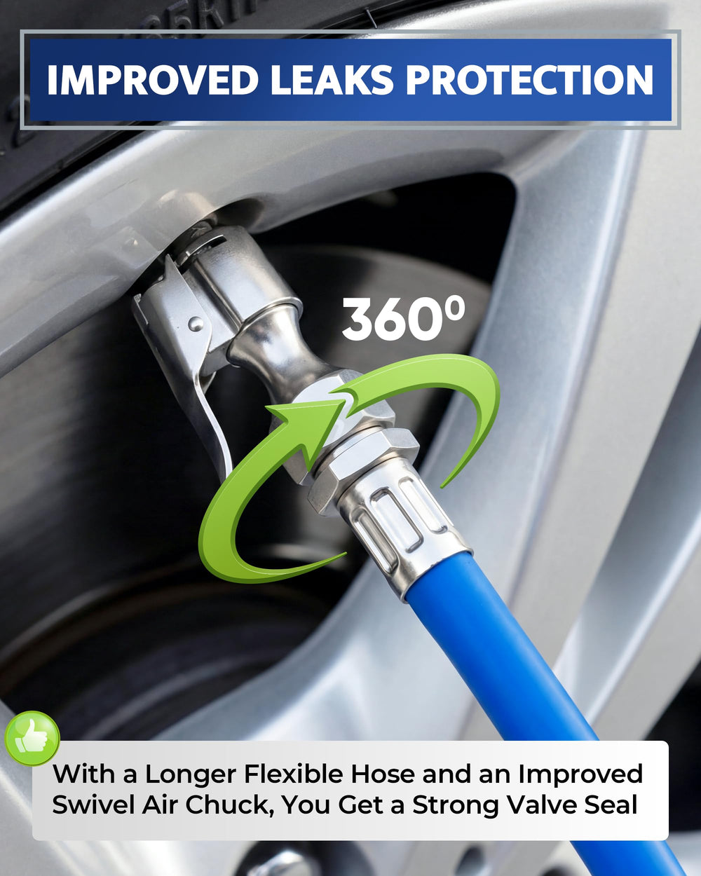 GERCHWAY battery-free inflator operates without power or batteries.