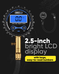 GERCHWAY digital tire pressure gauge with bright display for quick PSI checks.