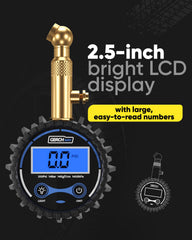GERCHWAY gauge with 360° swivel chuck connected to a car valve.