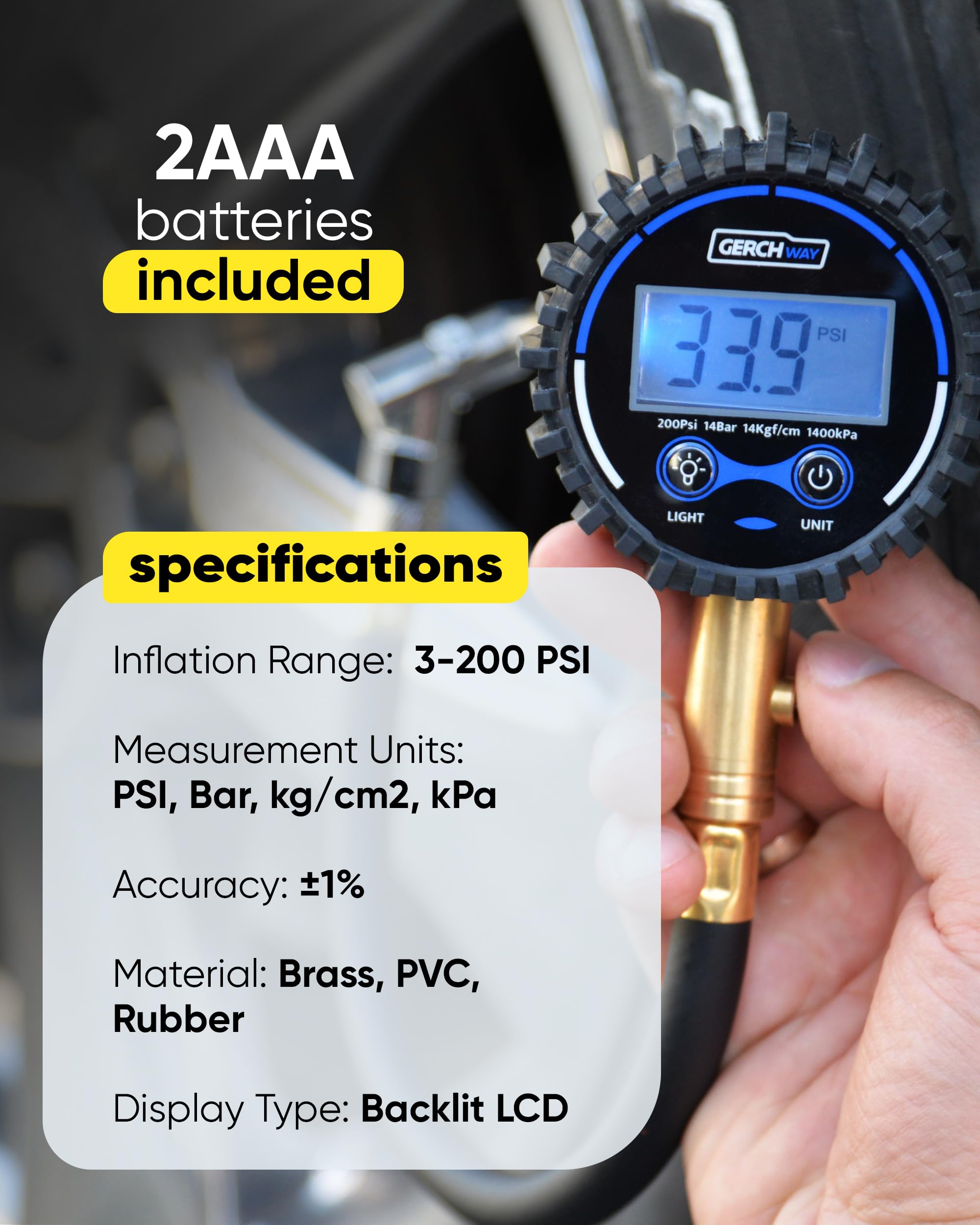 GERCHWAY precise PSI readings for consistent monitoring.