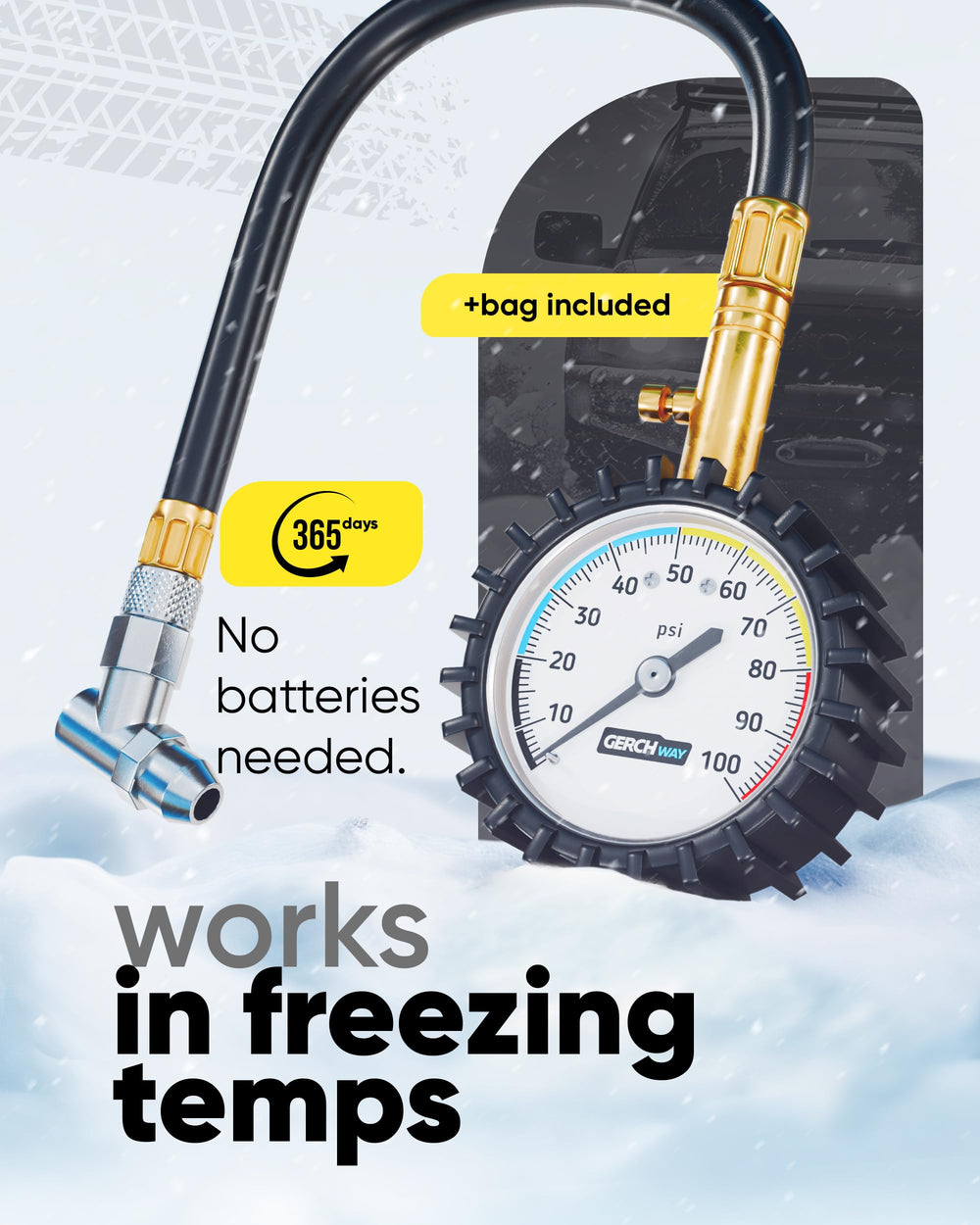 GERCHWAY motorcycle tire gauge ensuring reliable pressure checks