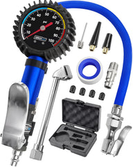 GERCHWAY tire inflator gauge with protective rubber cover shielding the gauge during use.