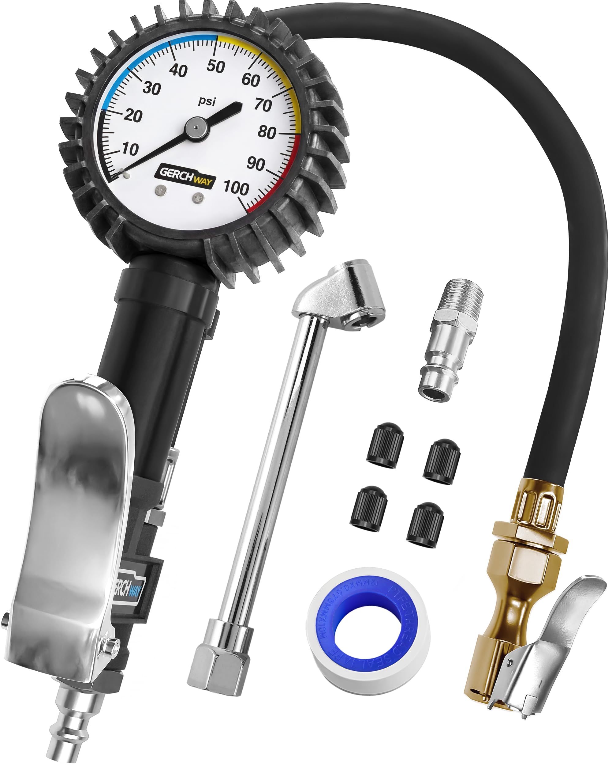 GERCHWAY tire inflator with gauge and hose for easy on-the-go inflation