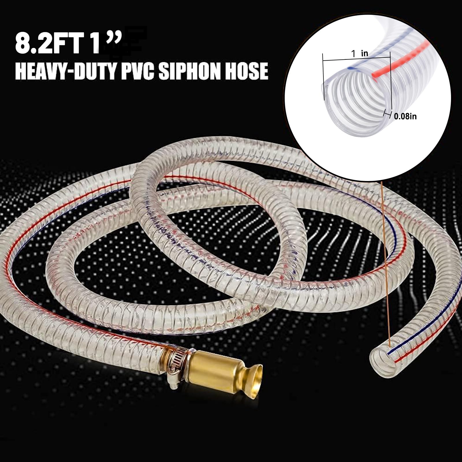 Gerguirry siphon hose built-in spring prevents kinks during transfer.