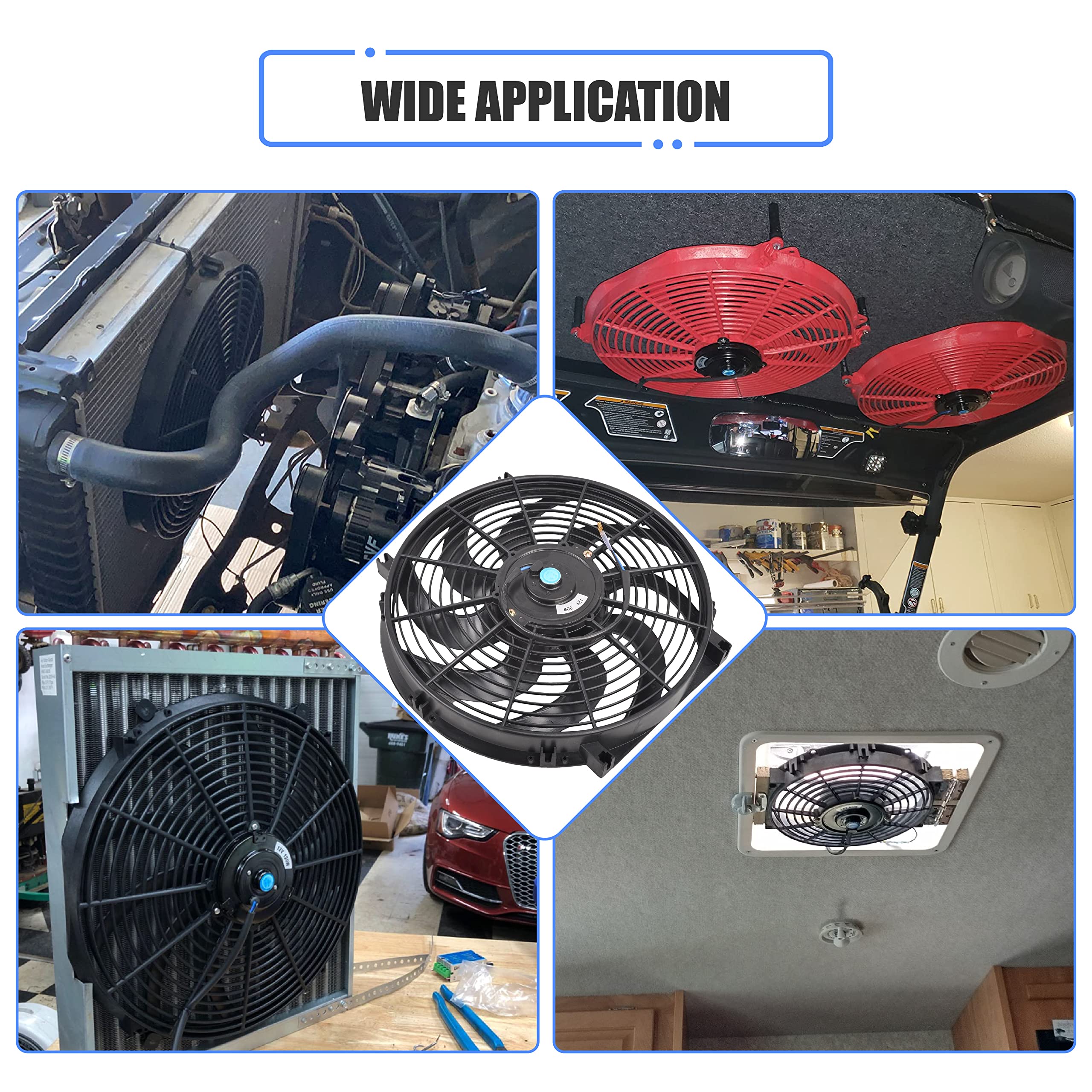 GESEXI 14 Inch Slim Fan 900 CFM rating supports strong airflow.