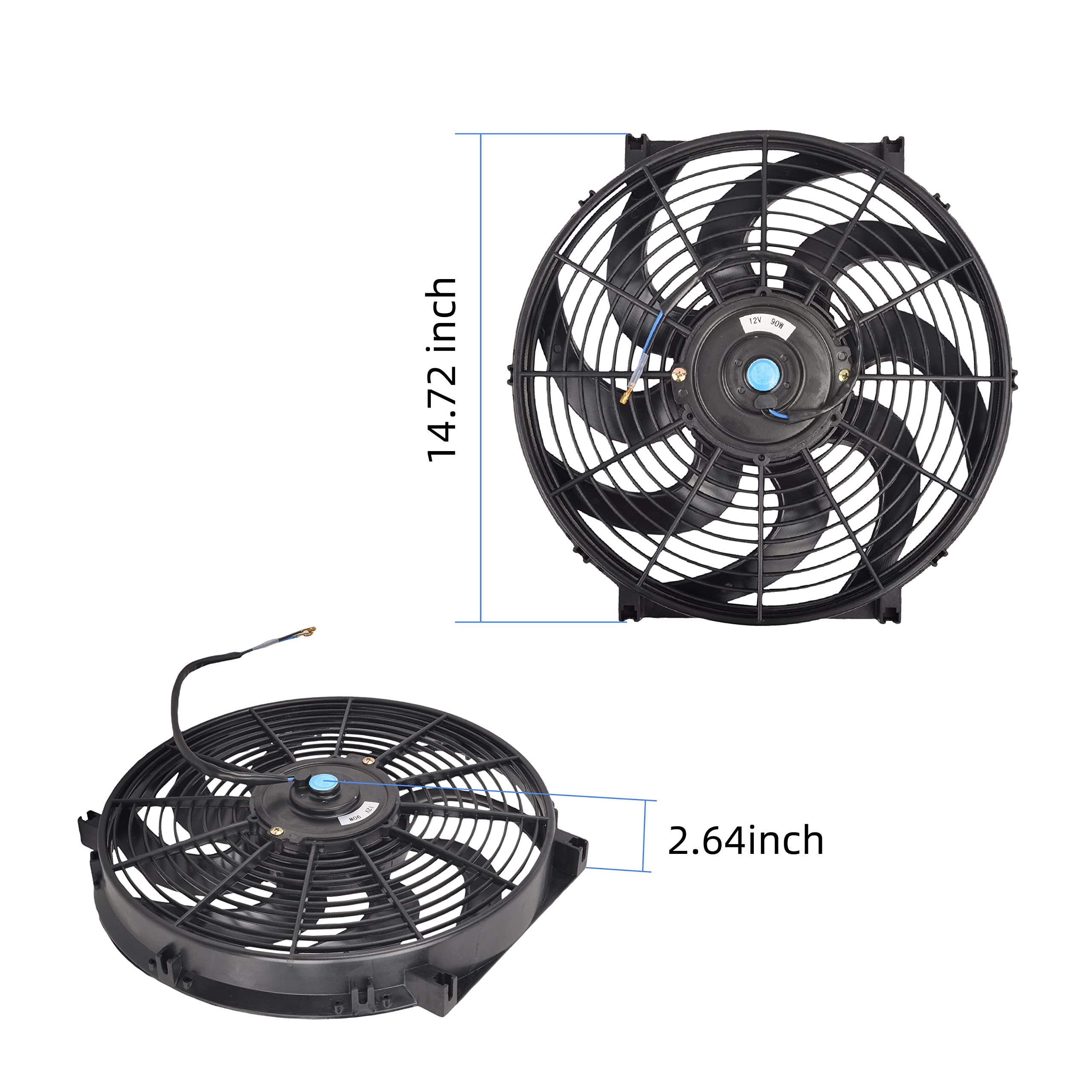 GESEXI 14 Inch Slim Fan black 14-diameter for universal compatibility.