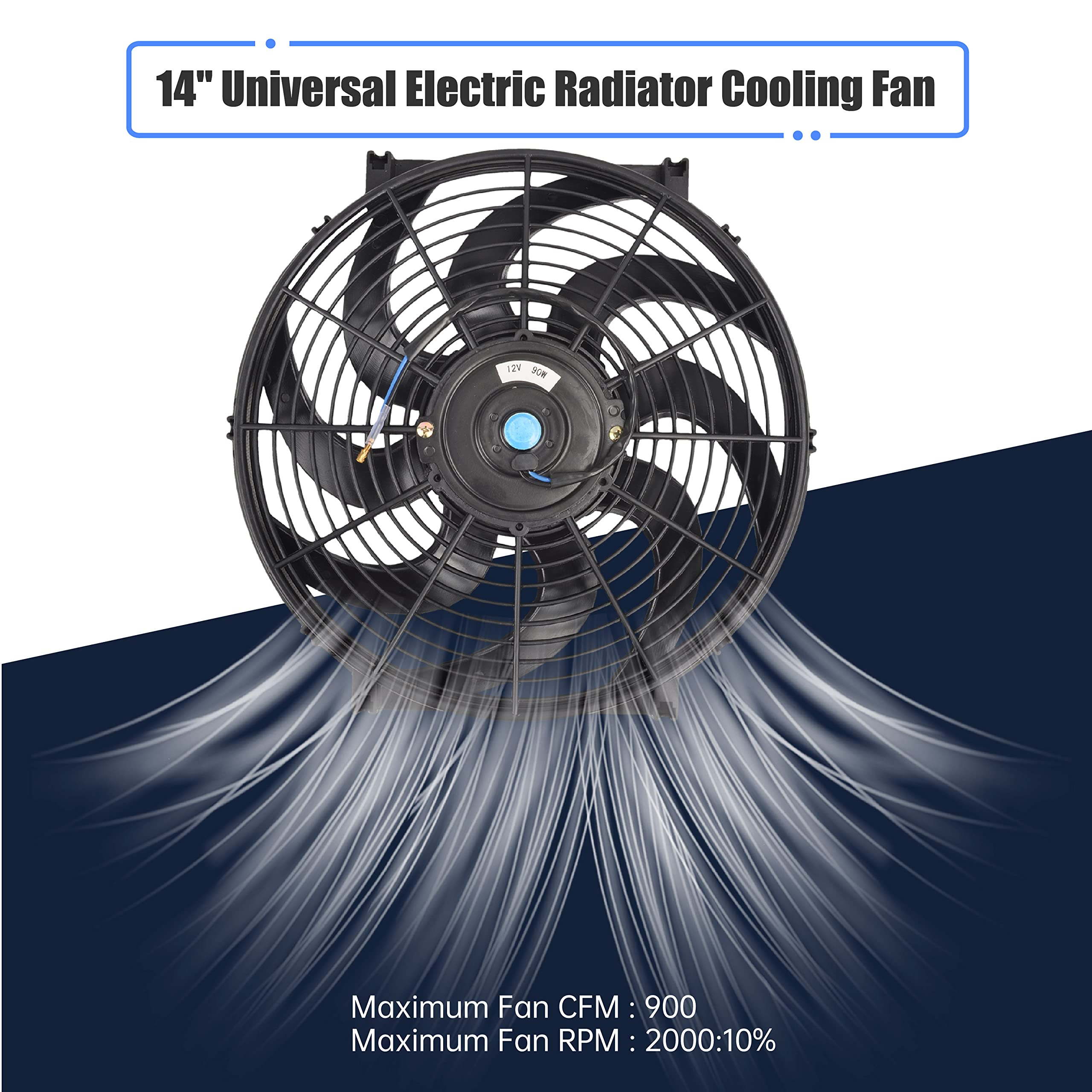 GESEXI 14 Inch Slim Fan mounting brackets included for quick setup.