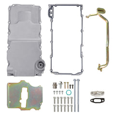 GESEXI 302-3 oil pan front view showing compact low-profile clearance for tight engine bays.
