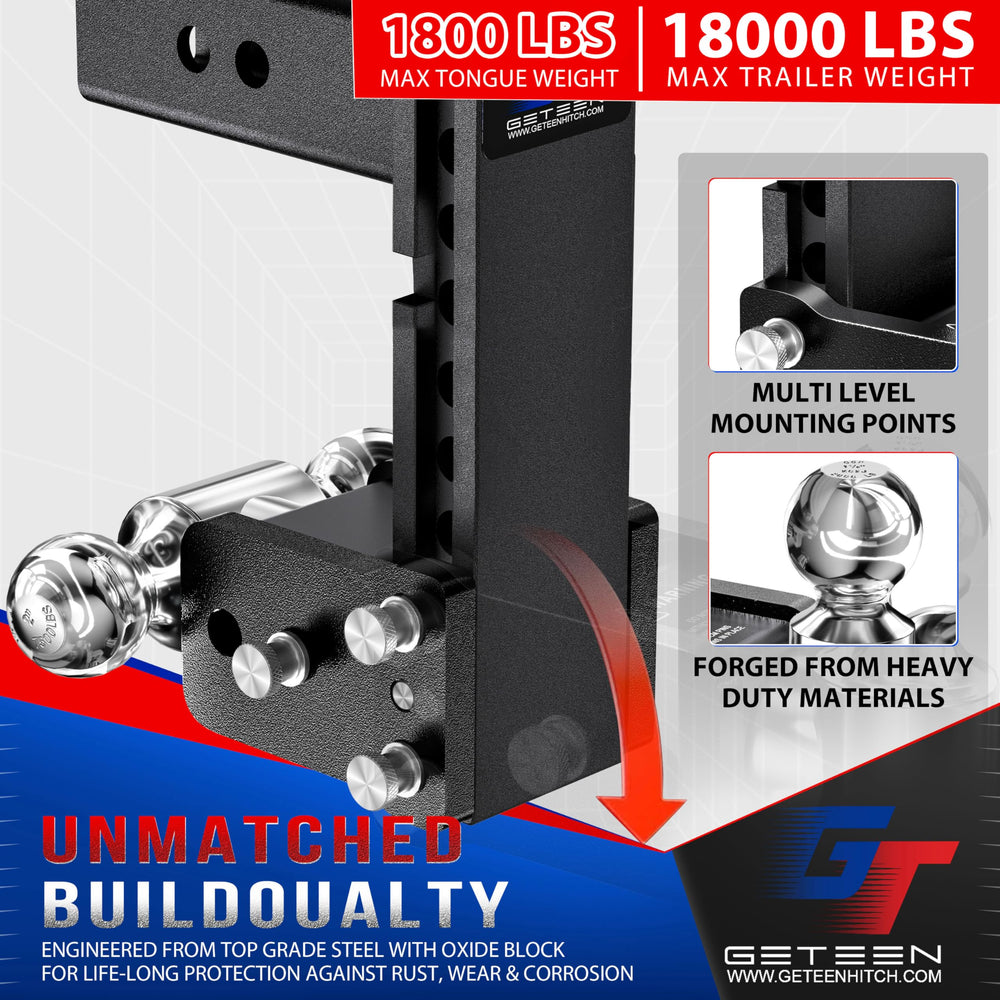 Geteen dual-ball hitch offering 2-inch and 2-5/16-inch options