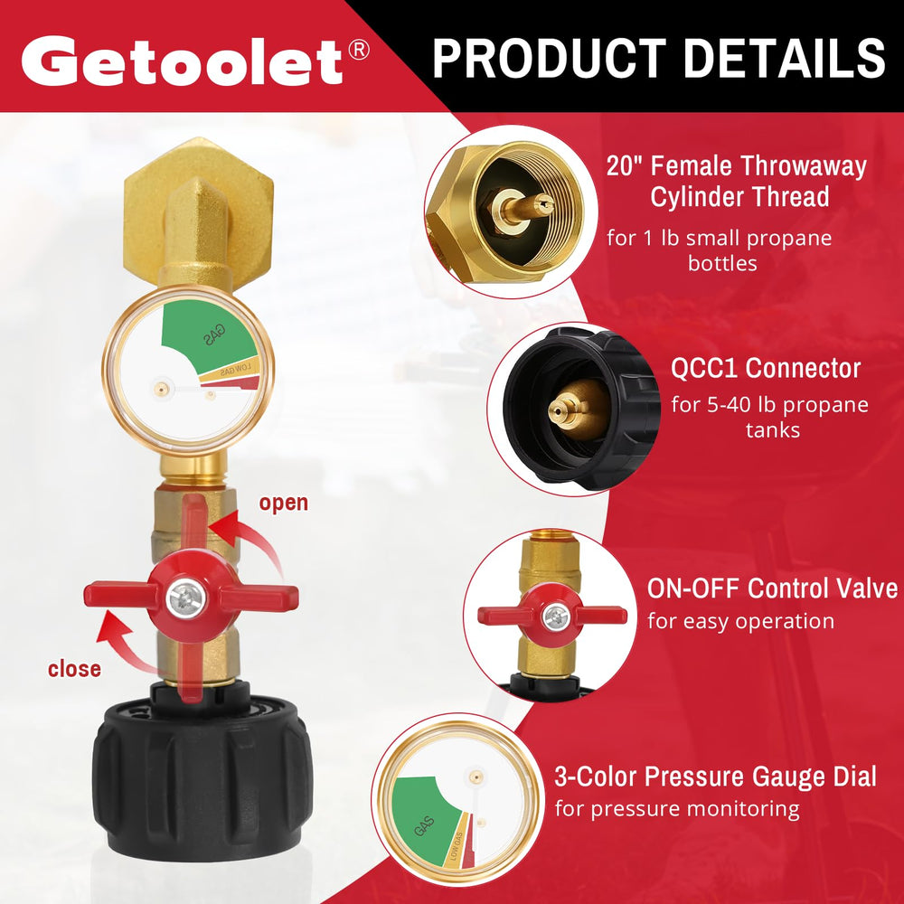 Getoolet three-color dial gauge shown for easy refill monitoring