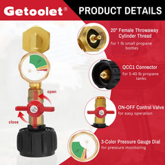 Getoolet three-color dial gauge shown for easy refill monitoring