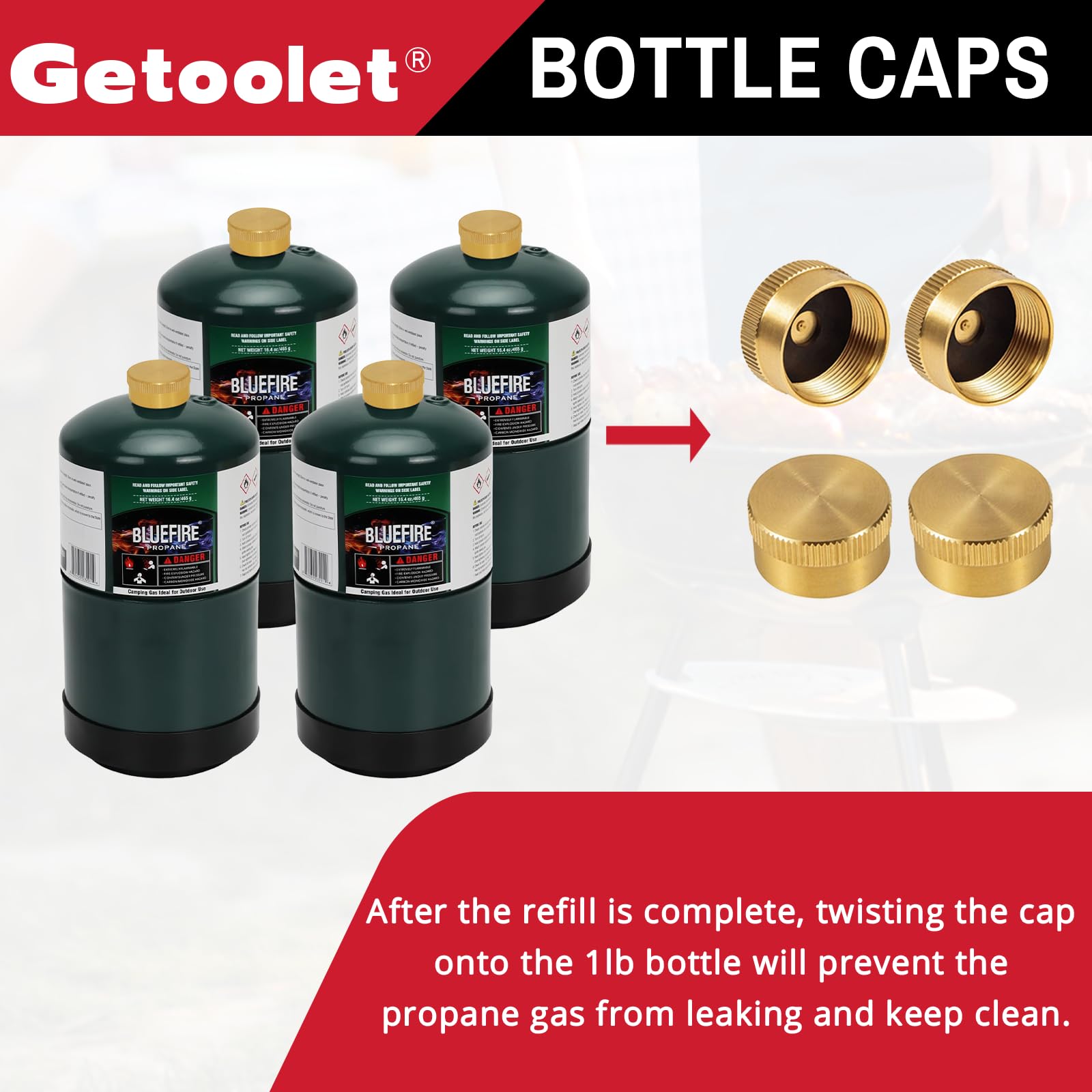 Getoolet on/off valve with easy-grip control for safe operation