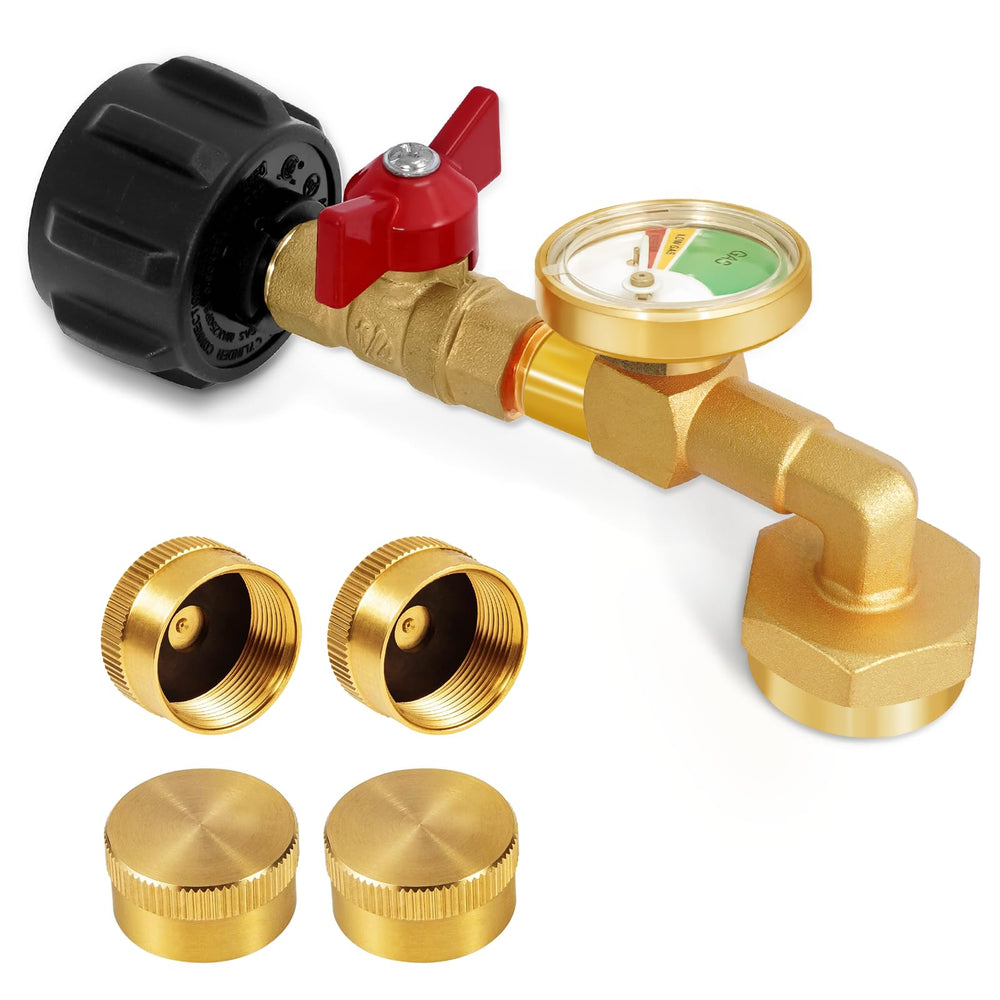 Getoolet propane refill elbow adapter ready for fast, tool-free connections