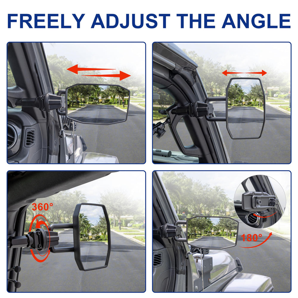 GEVINFA heavy-duty metal construction delivers stable, durable off-road mirrors