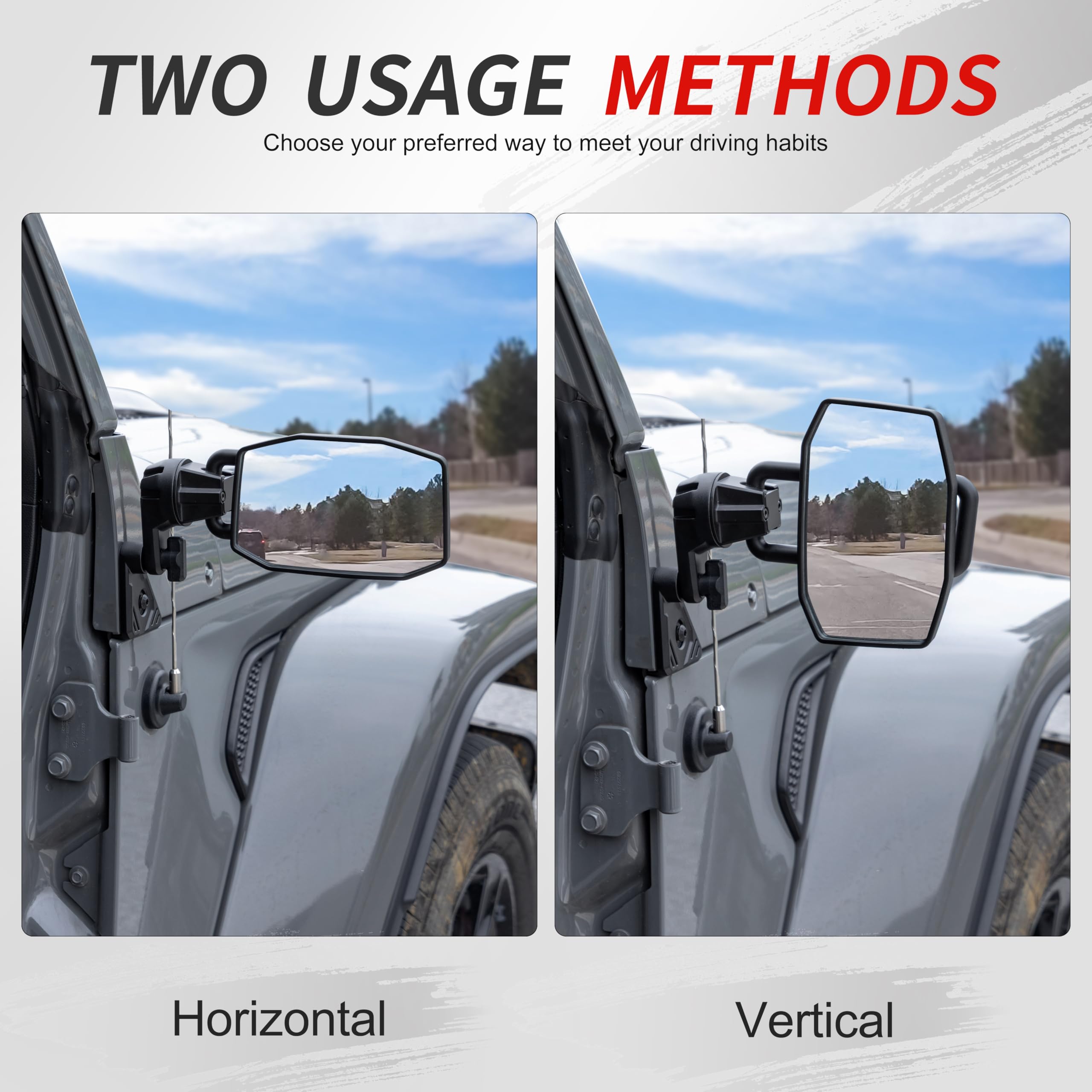 GEVINFA mirrors-off adjustment-range enables 360-degree and directional angle changes.