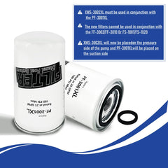 Gewxgzo PF-3001XL particulate filter close-up highlighting 144 micron filtration