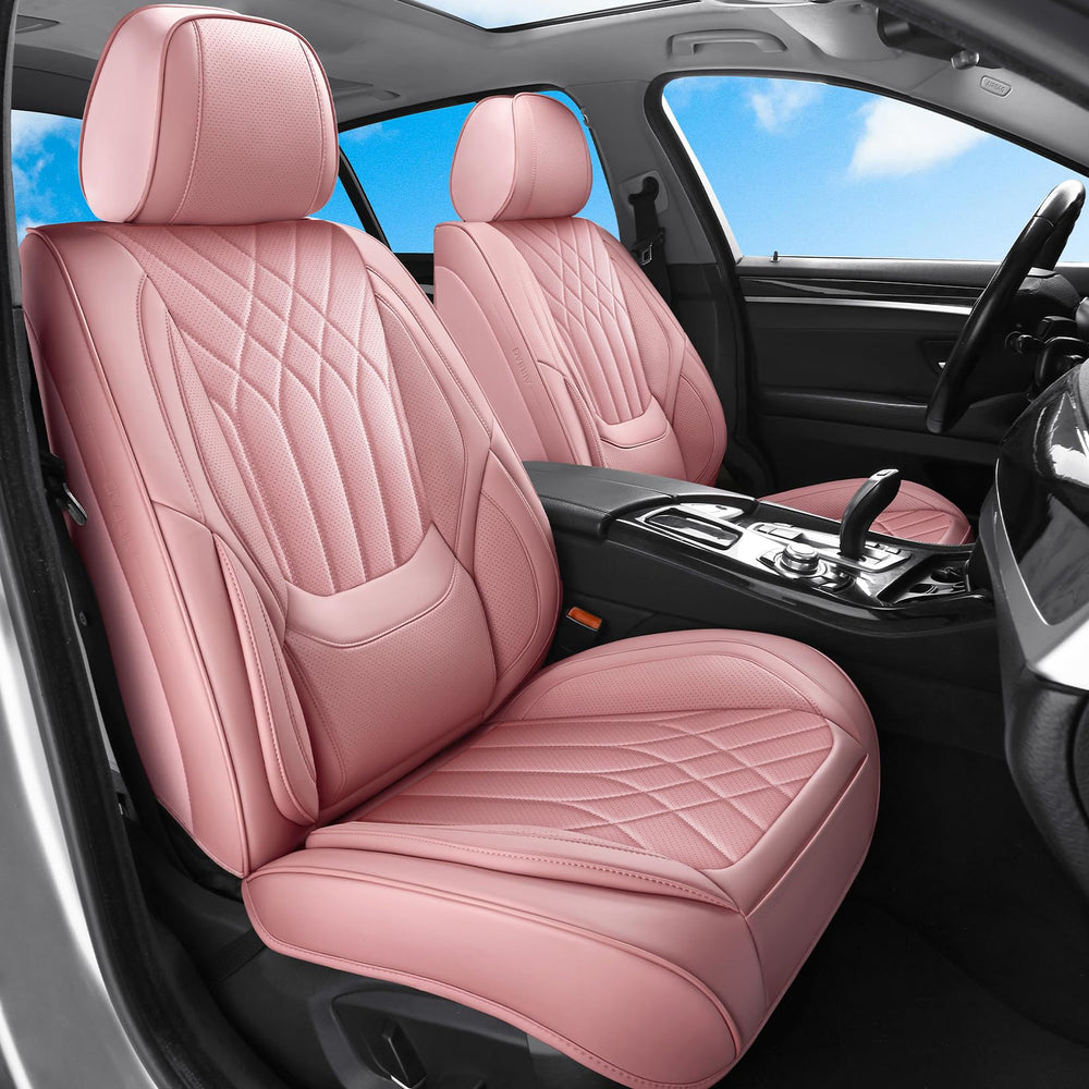 GEZHOUBA Pink rear seat covers provide full coverage for family use.