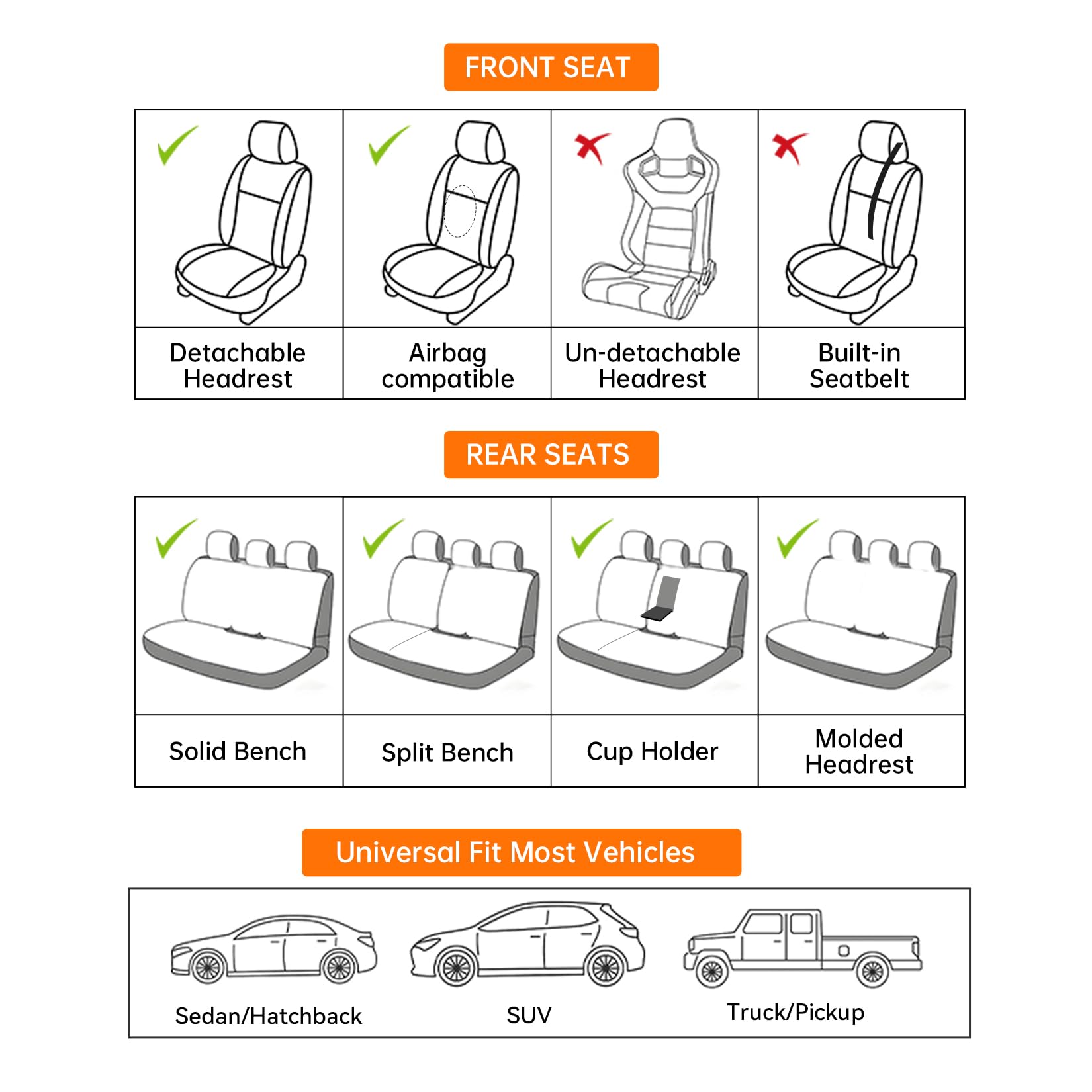 GEZHOUBA pink seat covers feature non-slip backing to stay in place.