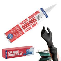 GH1200 5200 Marine Sealant white bottle on deck for quick repairs