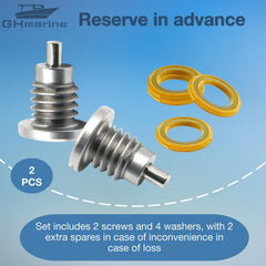 GHmarine two-piece fill hole screws and seals provide a secure lube seal.