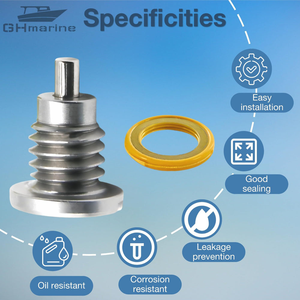 GHmarine magnetic drain plug design helps attract metal debris during service.