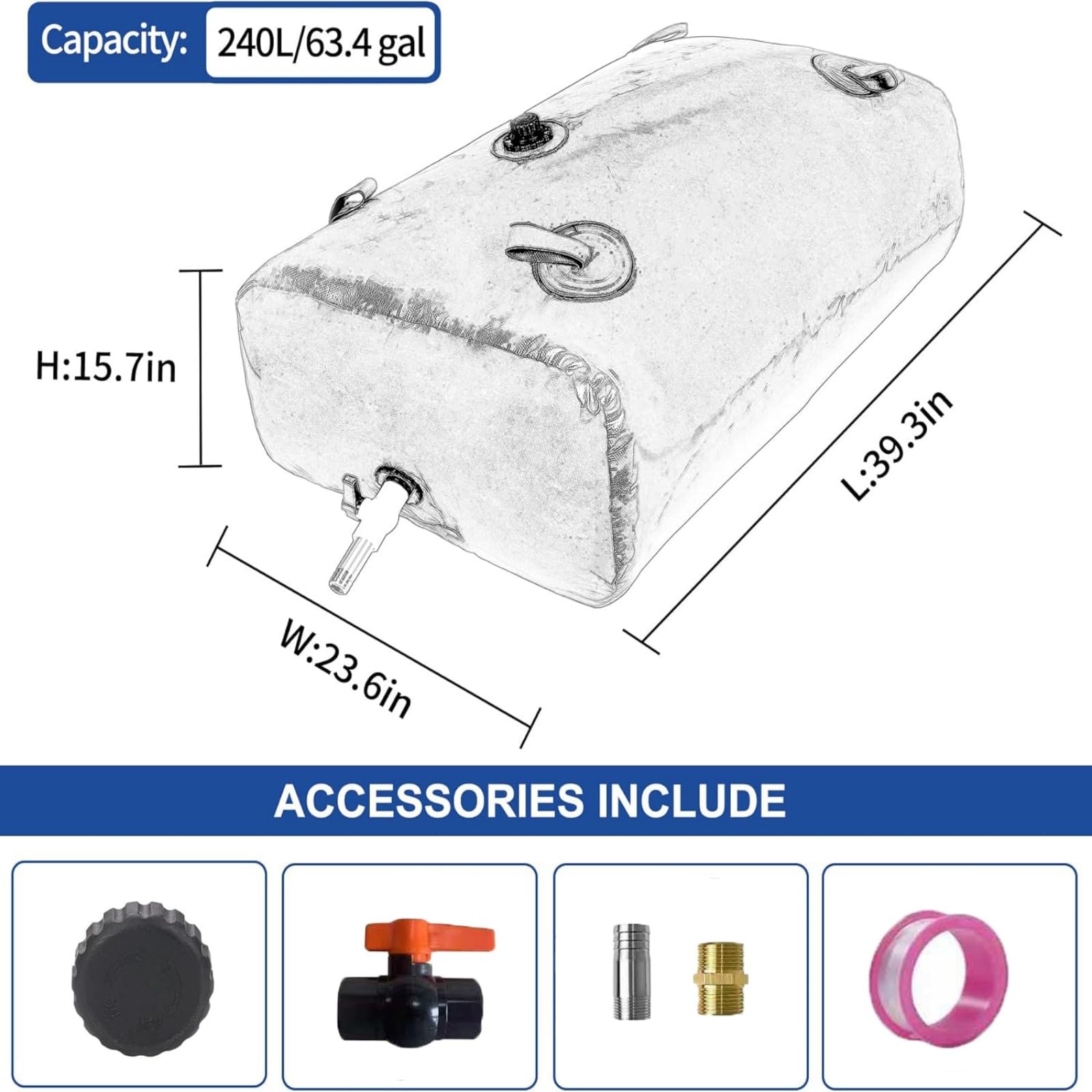 GHOSOONE 240 L water bladder expanded size ready for outdoor use.
