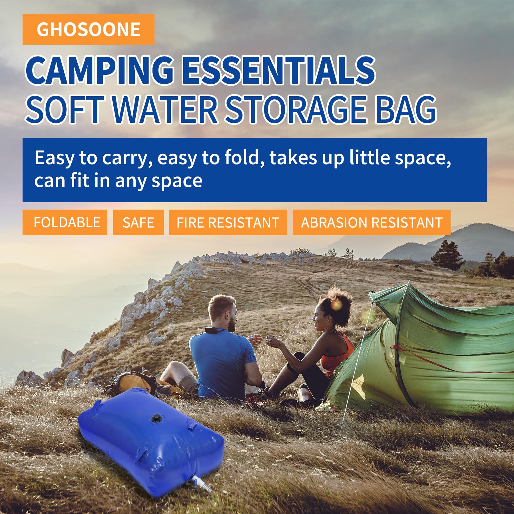 GHOSOONE water bladder with pull rings for easy transport.